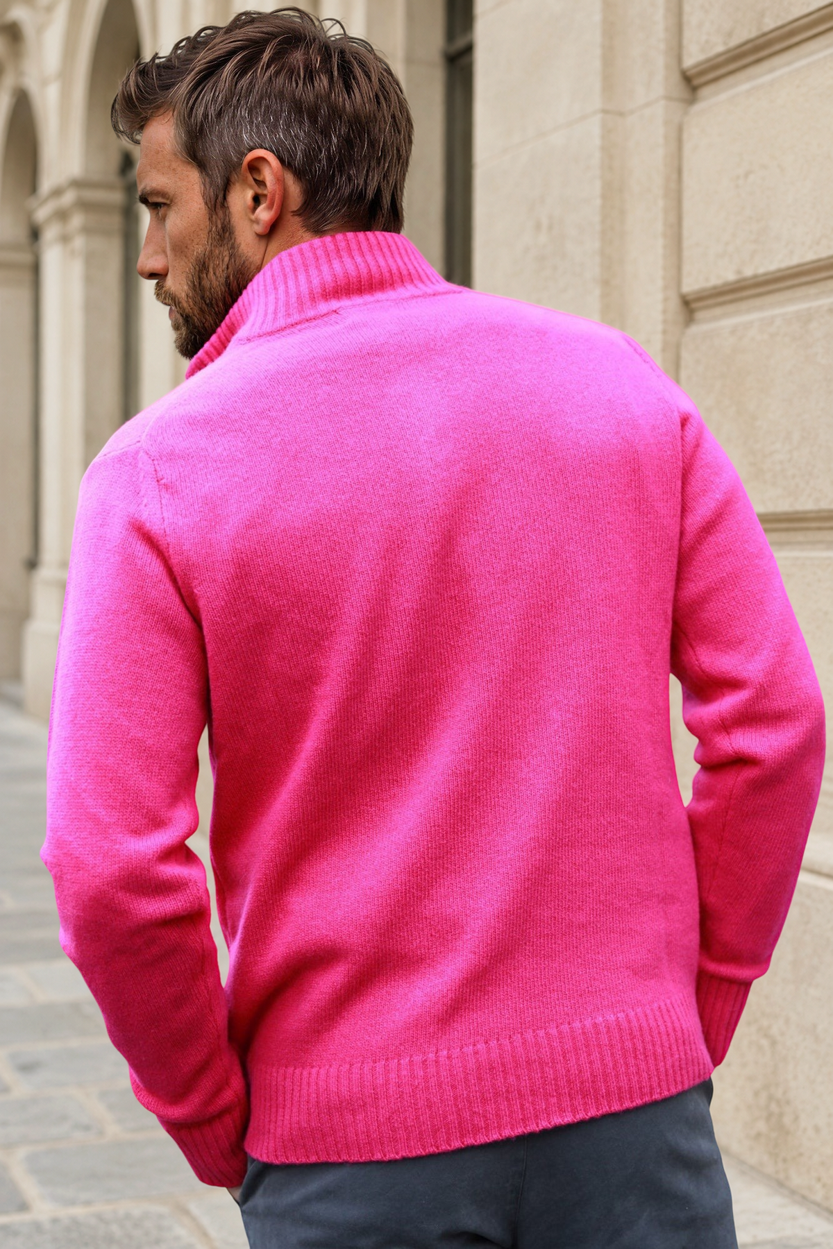 Pull Maxime en laine & cachemire - Rose-PULL HOMME-Curling-Paris