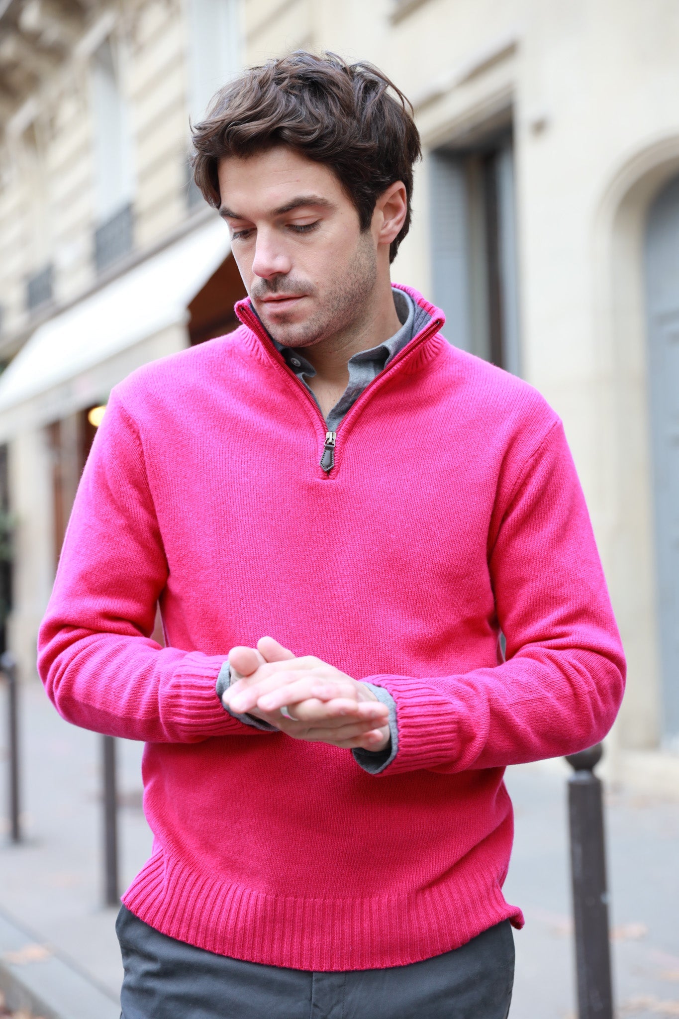 Pull Maxime en laine & cachemire - Rose-PULL HOMME-Curling-Paris