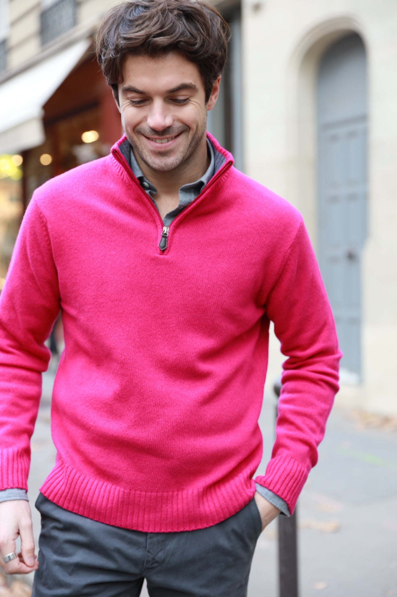 Pull Maxime en laine & cachemire - Rose-PULL HOMME-Curling-Paris