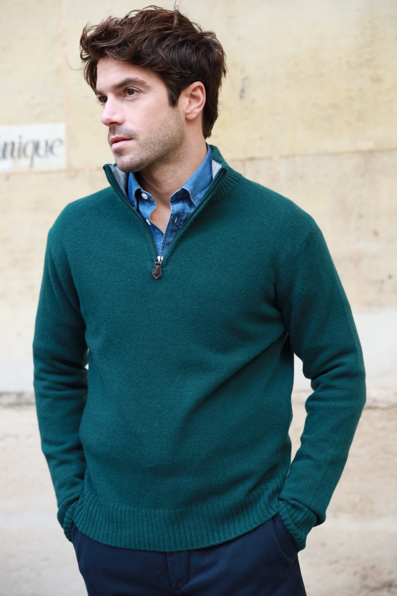 Pull Maxime en laine & cachemire - Vert-PULL HOMME-Curling-Paris