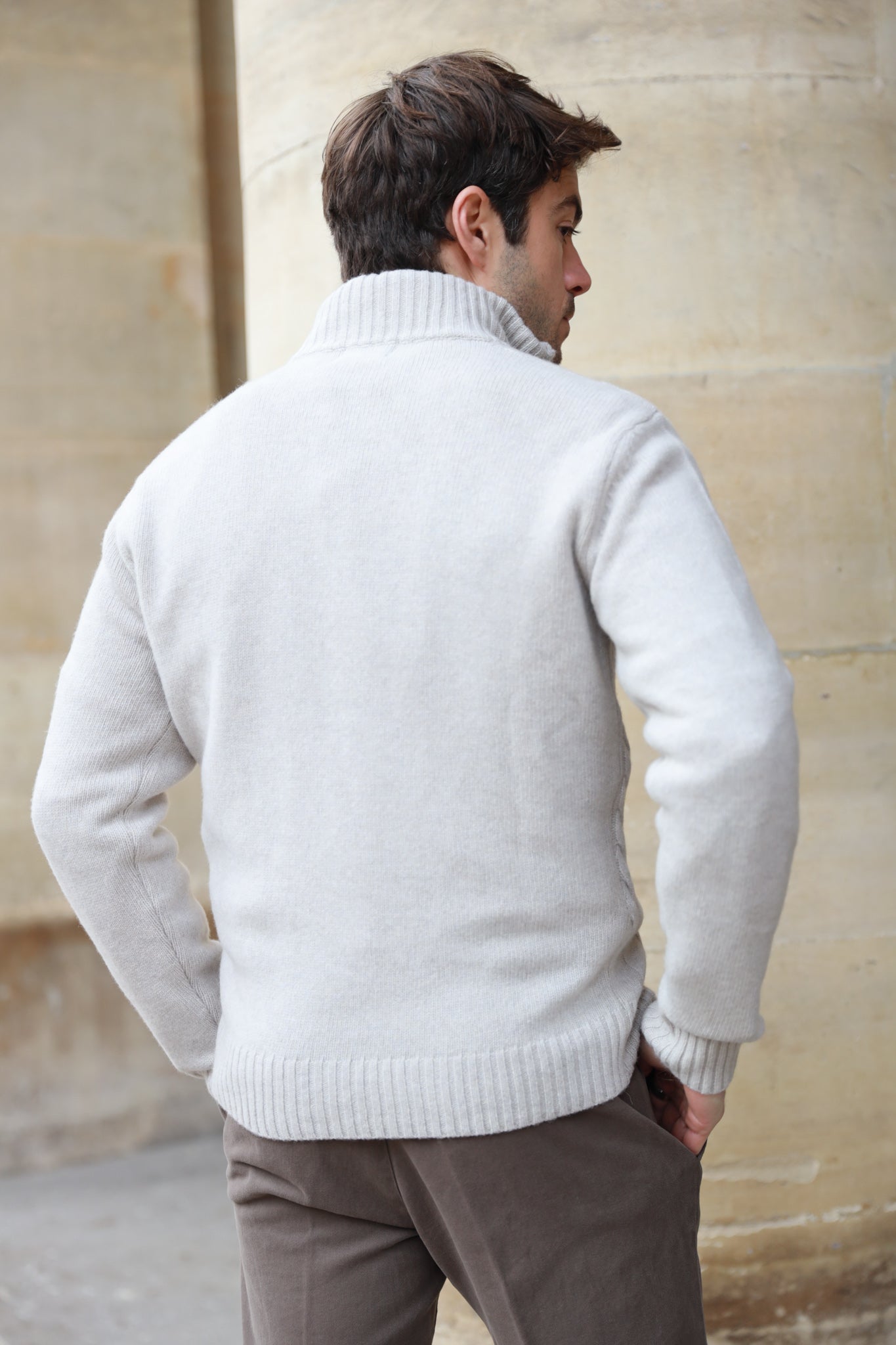 Pull Theo en laine & cachemire à torsade - Ecru-PULL HOMME-Curling-Paris