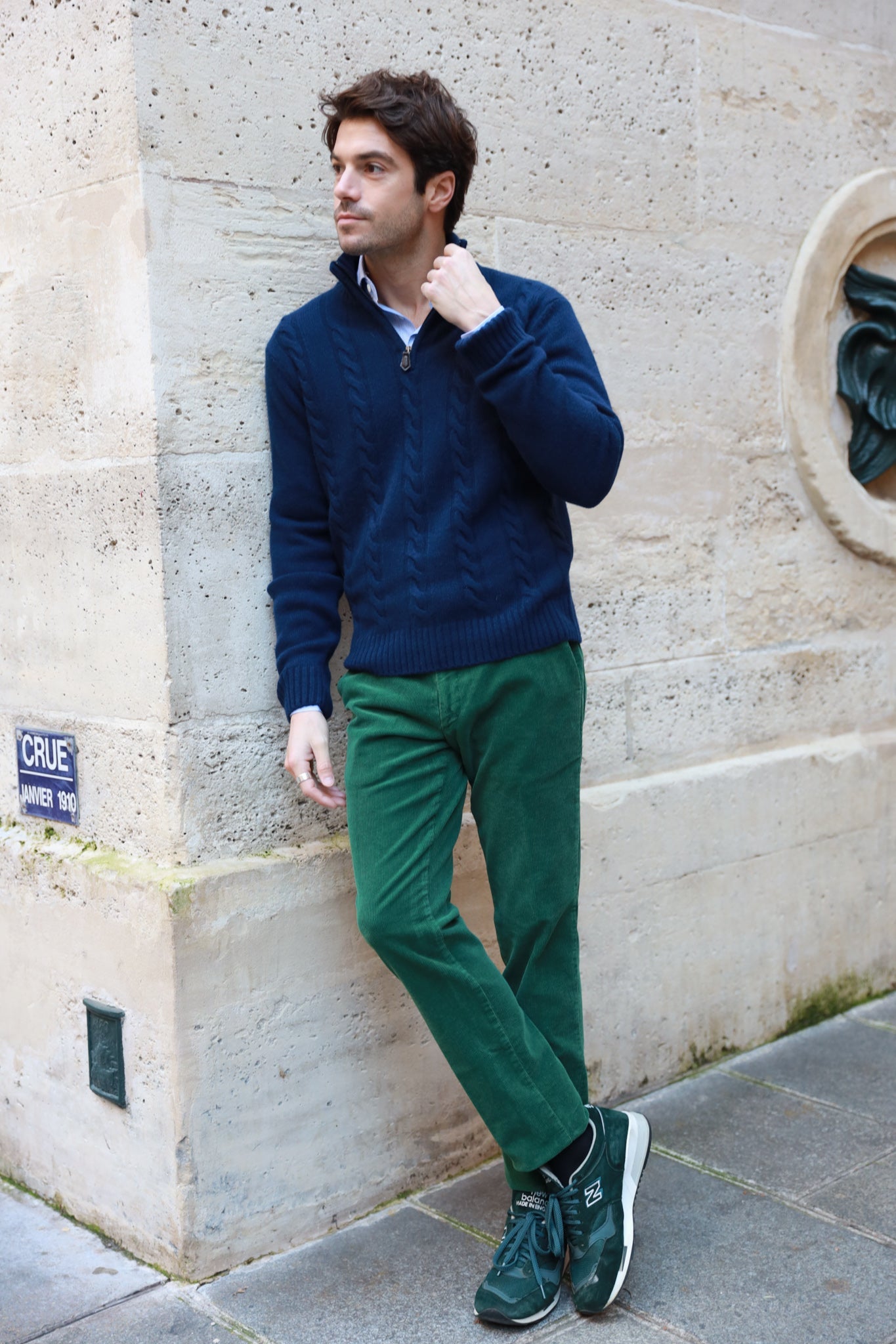 Pull Theo en laine & cachemire à torsade - Marine-PULL HOMME-Curling-Paris