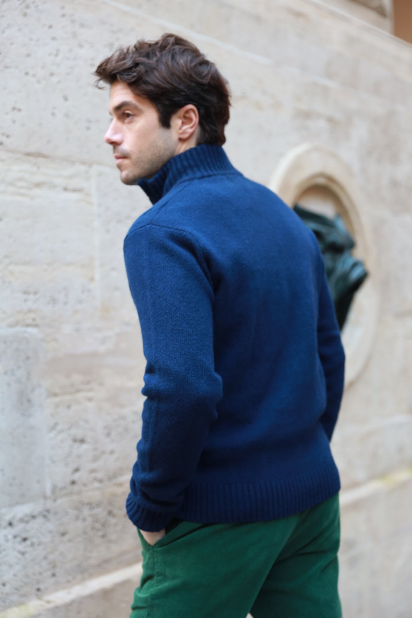 Pull Theo en laine & cachemire à torsade - Marine-PULL HOMME-Curling-Paris
