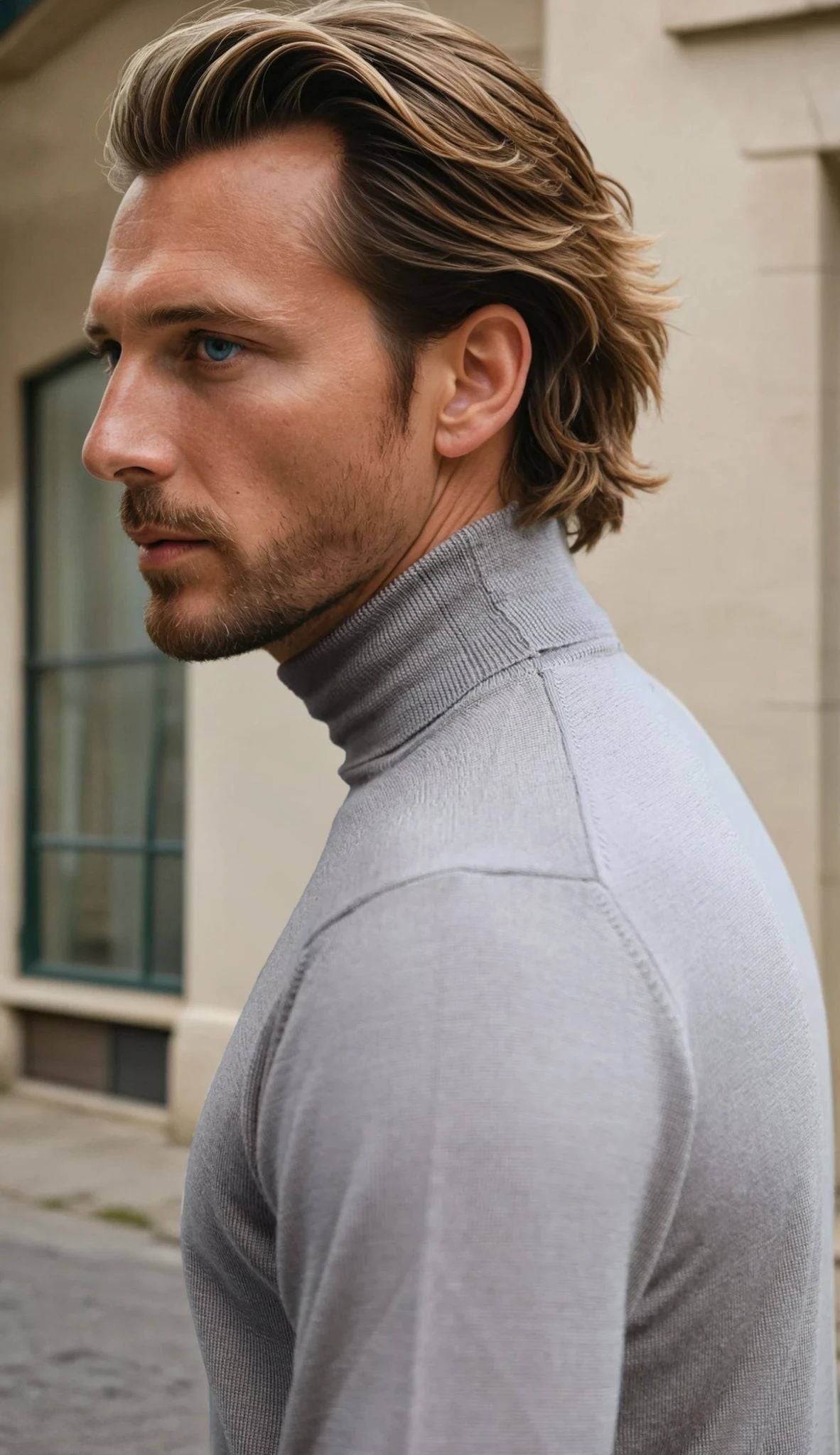 Pull Yves col roulé en laine mérinos - Taupe-PULL HOMME-Curling-Paris