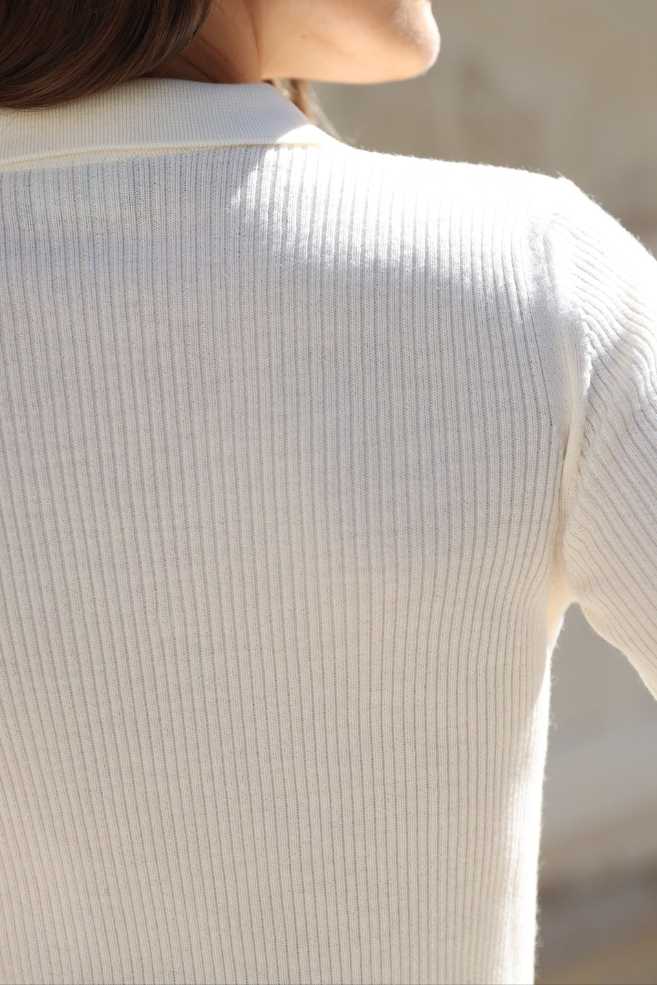 Pull col polo Ophelie en laine mérinos - Ecru-PULL FEMME-Curling-Paris