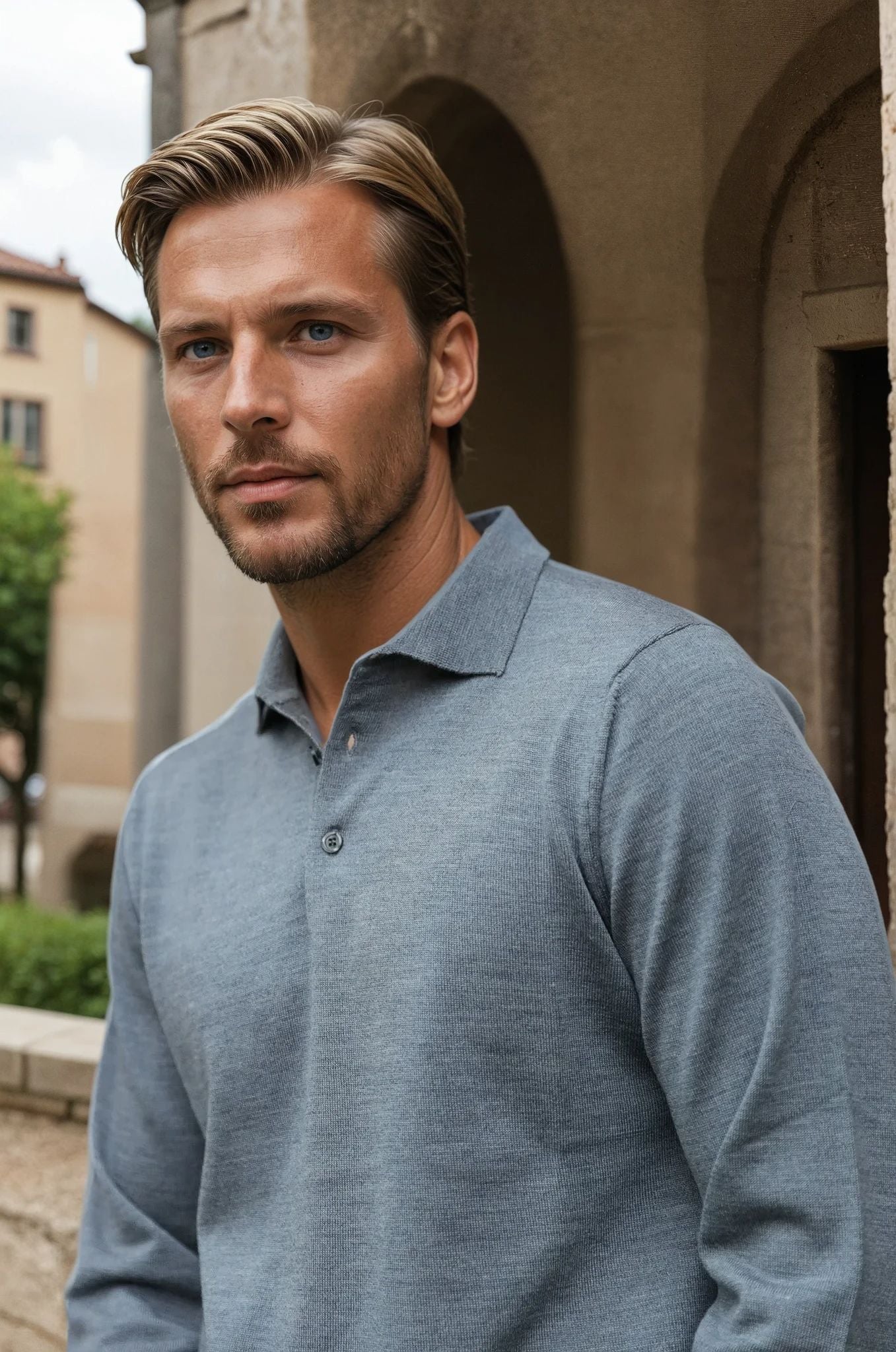 Pull col polo en laine merinos - Gris-PULL HOMME-Curling-Paris