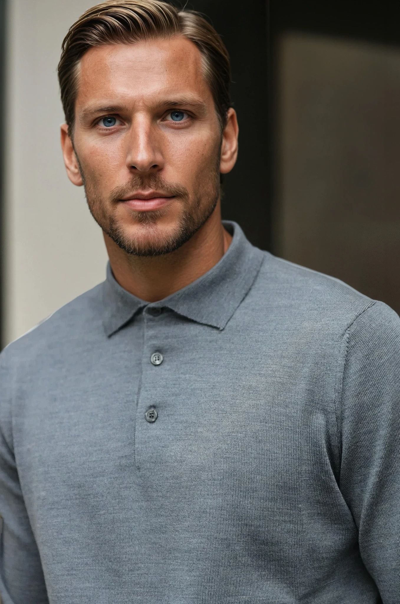 Pull col polo en laine merinos - Gris-PULL HOMME-Curling-Paris