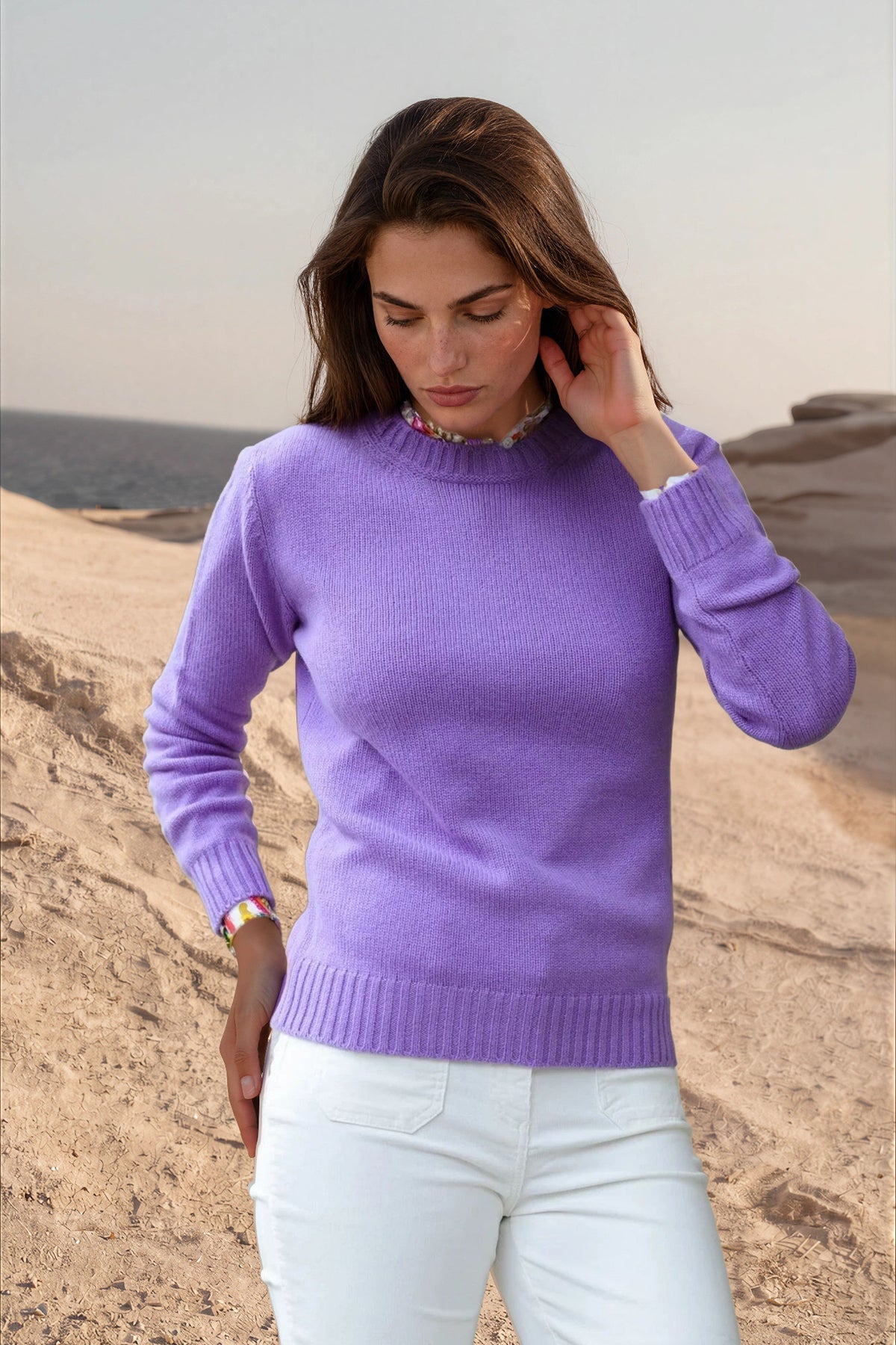 Pull col rond Mona en laine et cachemire - Parme-PULL FEMME-Curling-Paris