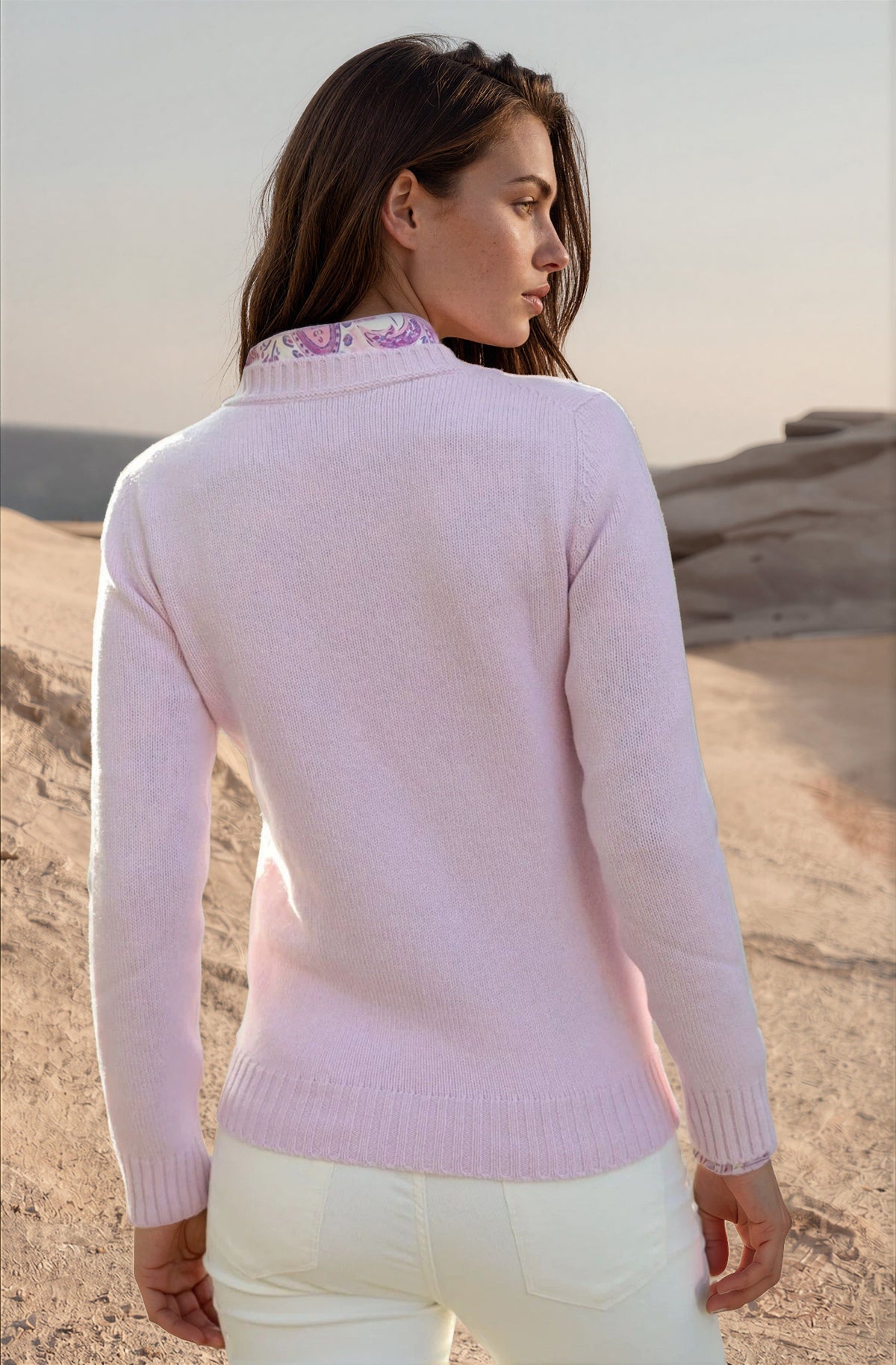 Pull col rond Mona en laine et cachemire - Rose-PULL FEMME-Curling-Paris