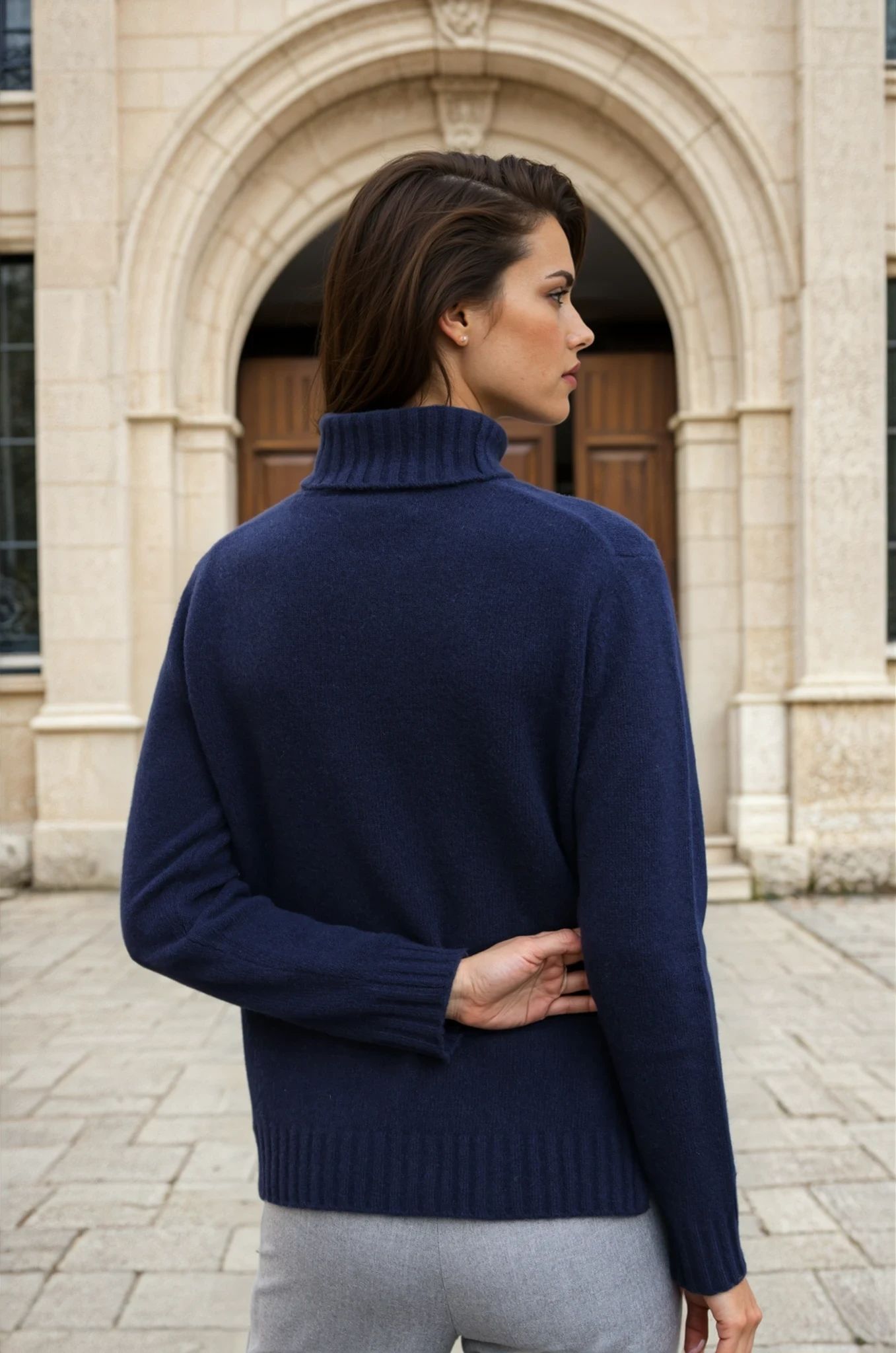 Pull col roulé Nina en laine et cachemire - Marine-PULL FEMME-Curling-Paris