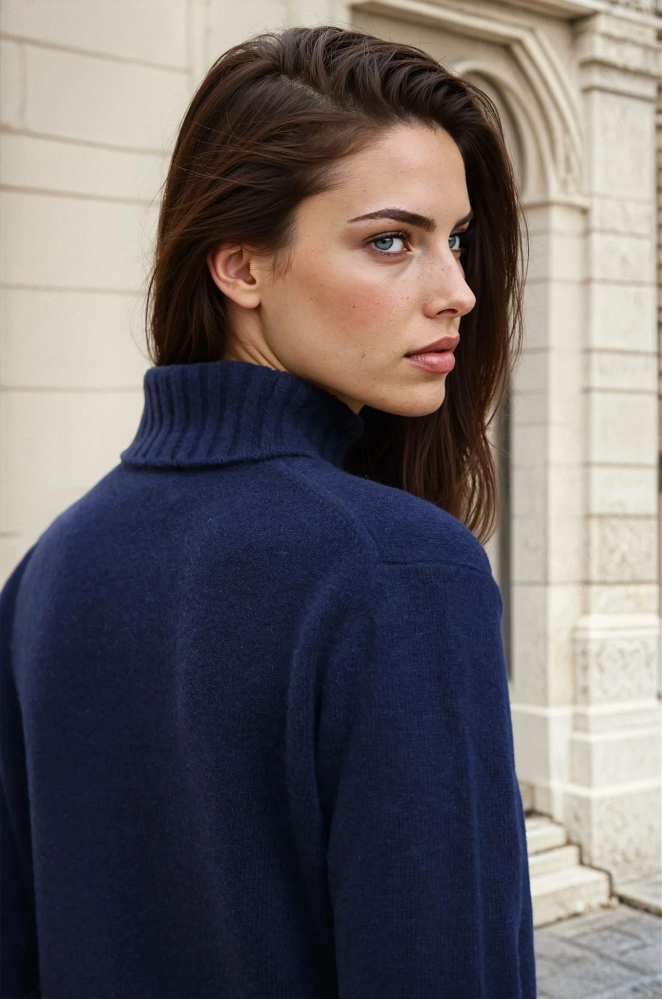 Pull col roulé Nina en laine et cachemire - Marine-PULL FEMME-Curling-Paris