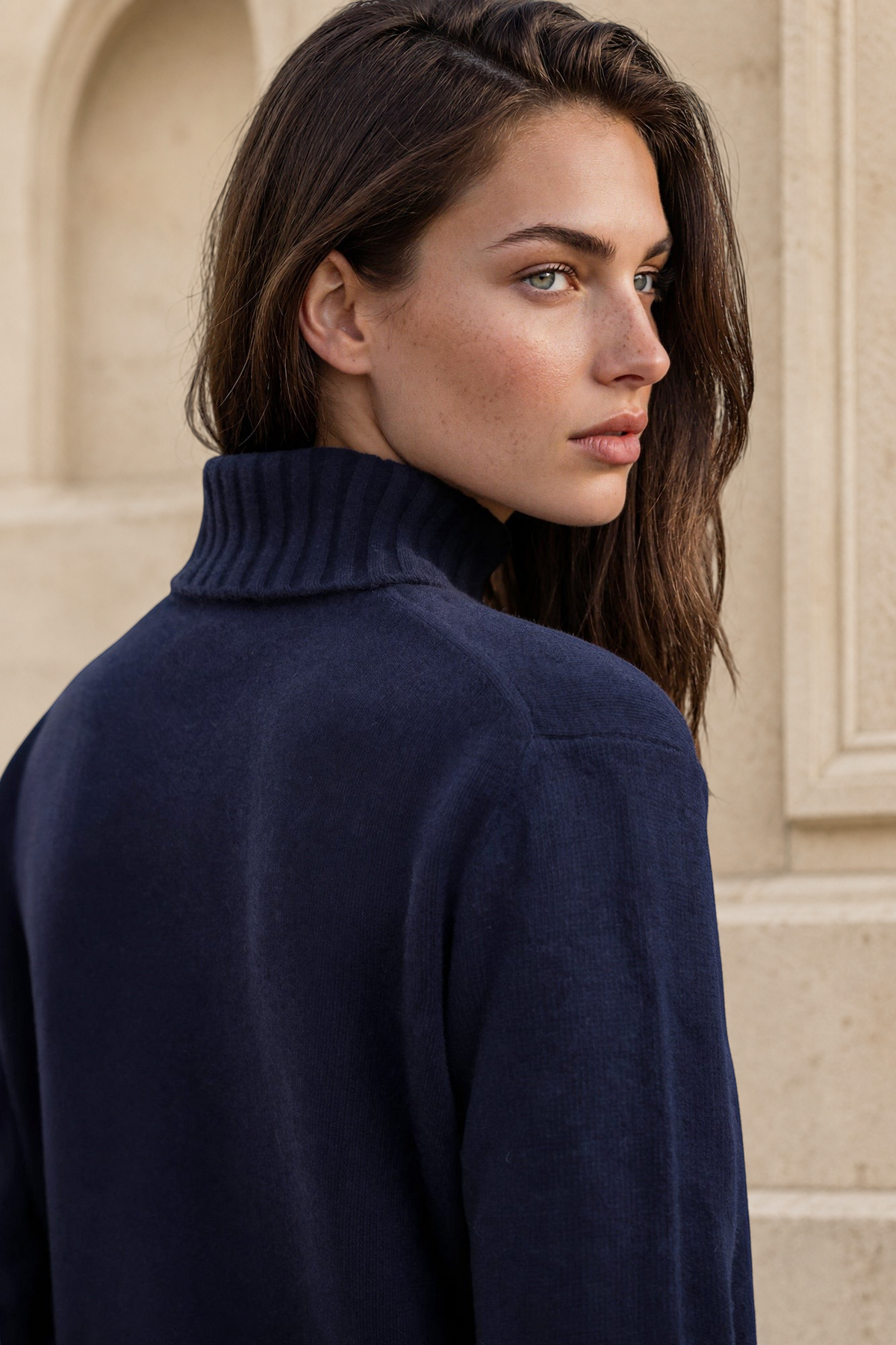 Pull col roulé Nina en laine et cachemire - Marine-PULL FEMME-Curling-Paris