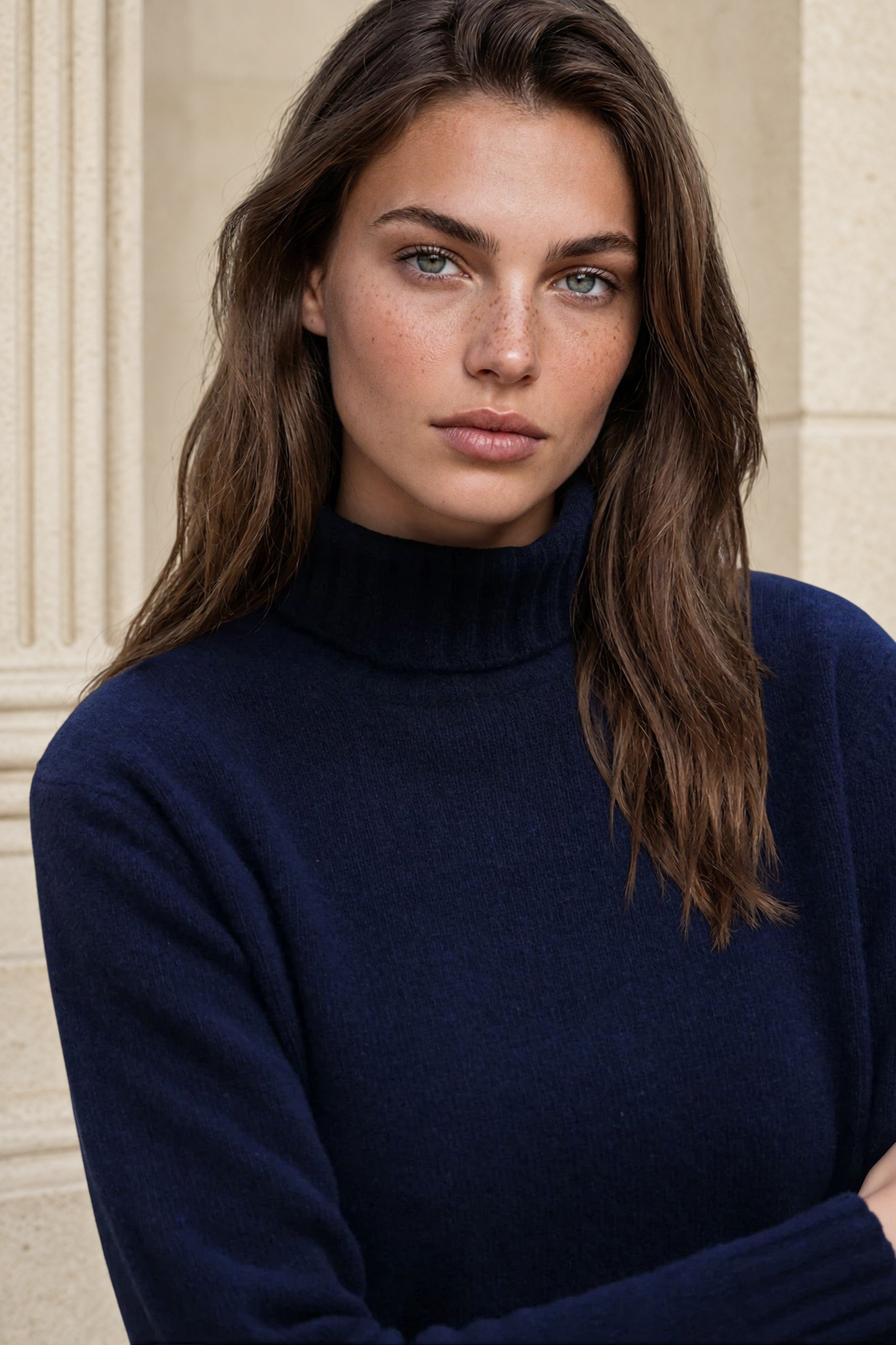 Pull col roulé Nina en laine et cachemire - Marine-PULL FEMME-Curling-Paris