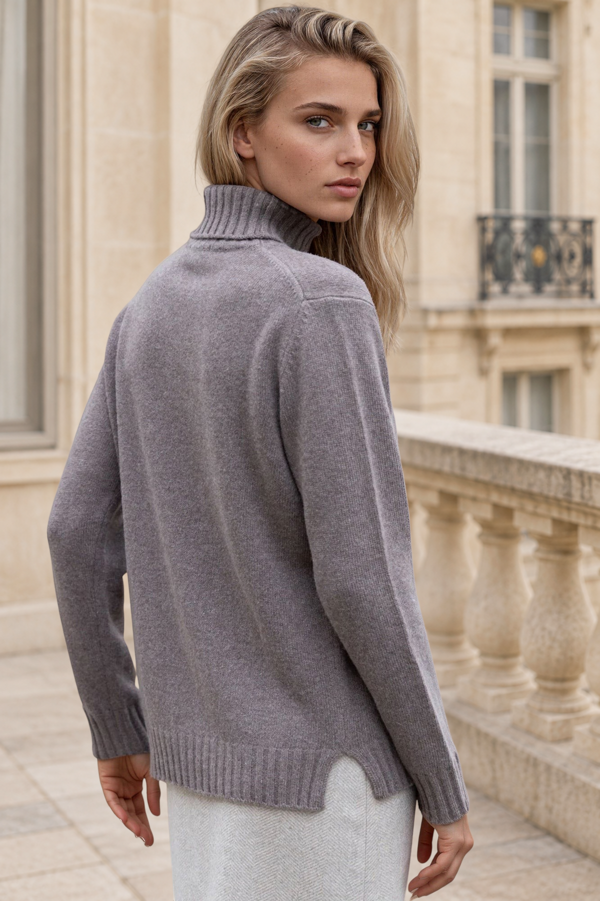 Pull col roulé Nina en laine et cachemire - Mushroom-PULL FEMME-Curling-Paris