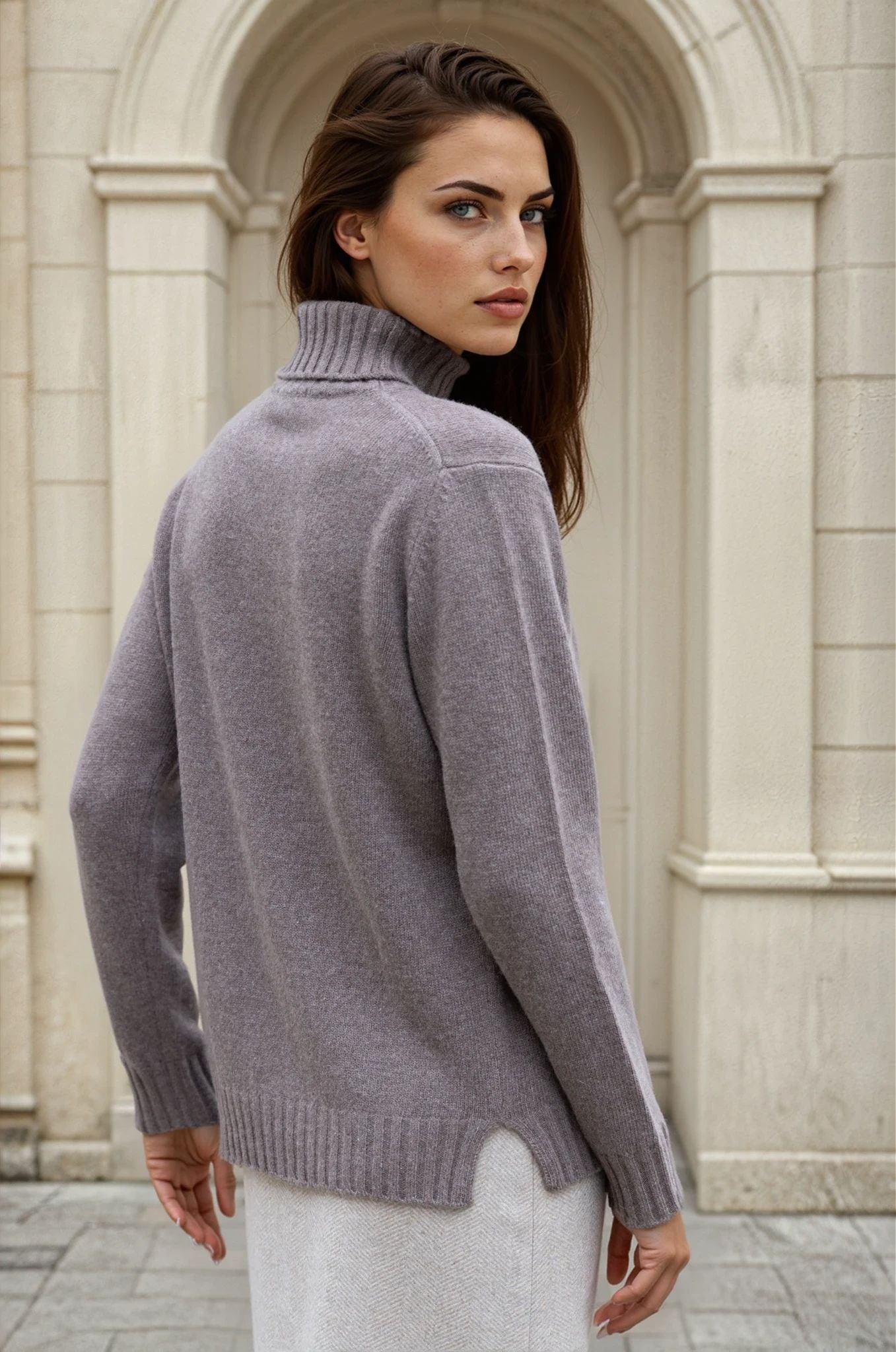 Pull col roulé Nina en laine et cachemire - Mushroom-PULL FEMME-Curling-Paris