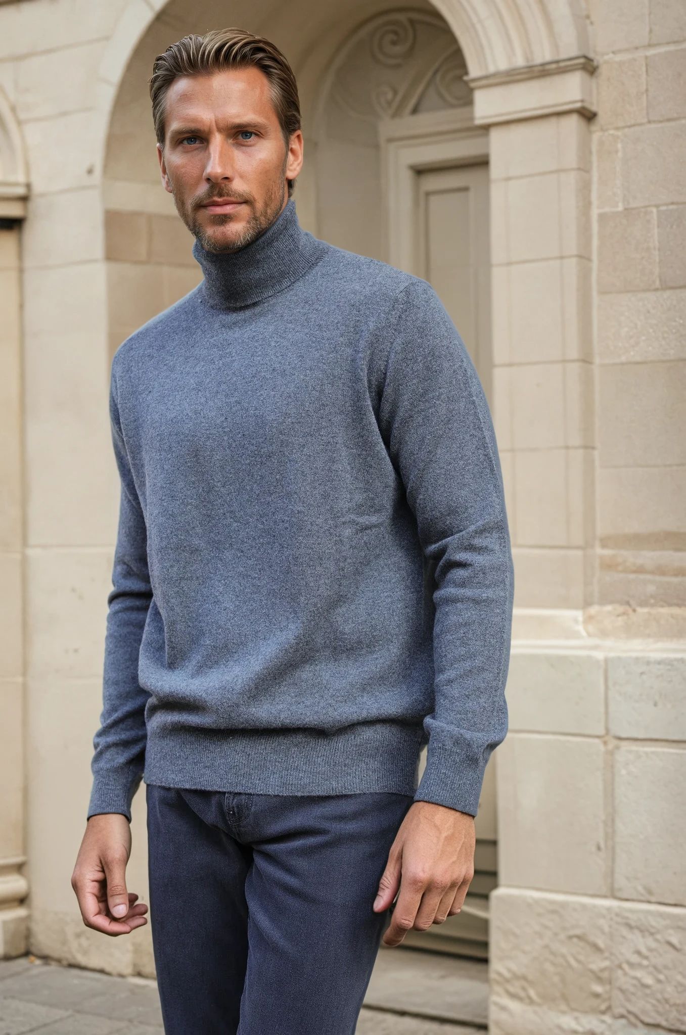 Pull col roulé Paulin 100% cachemire - Anthracite-PULL HOMME-Curling-Paris