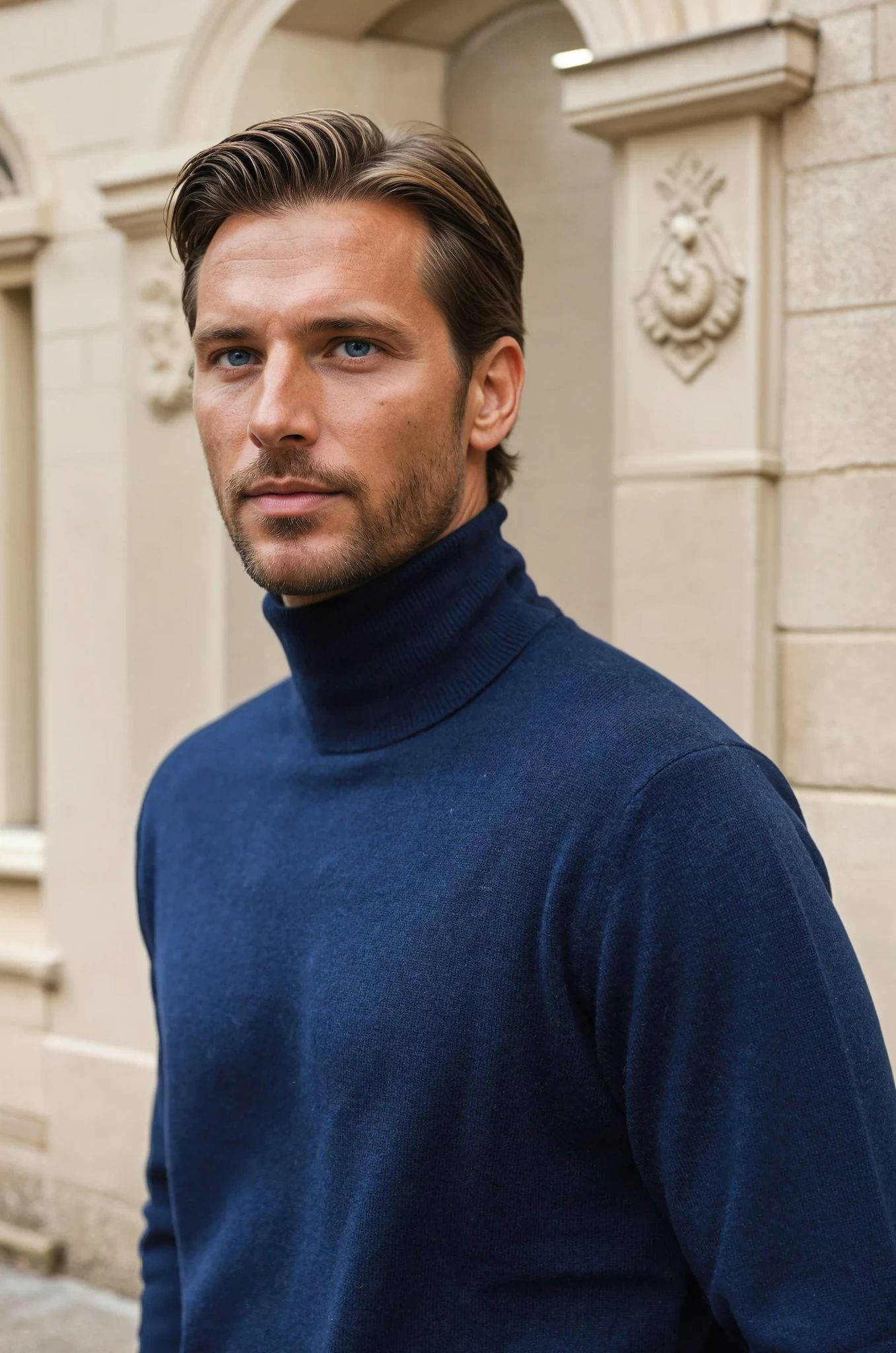 Pull col roulé Paulin 100% cachemire - Marine-PULL HOMME-Curling-Paris