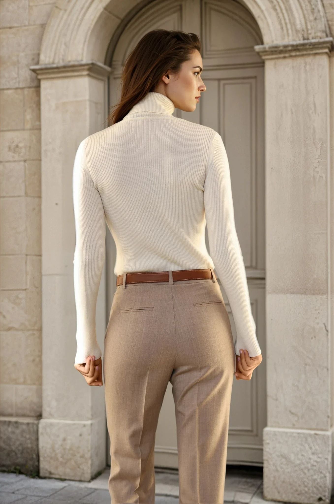 Pull col roulé Prague en laine mérinos - Ecru-PULL FEMME-Curling-Paris