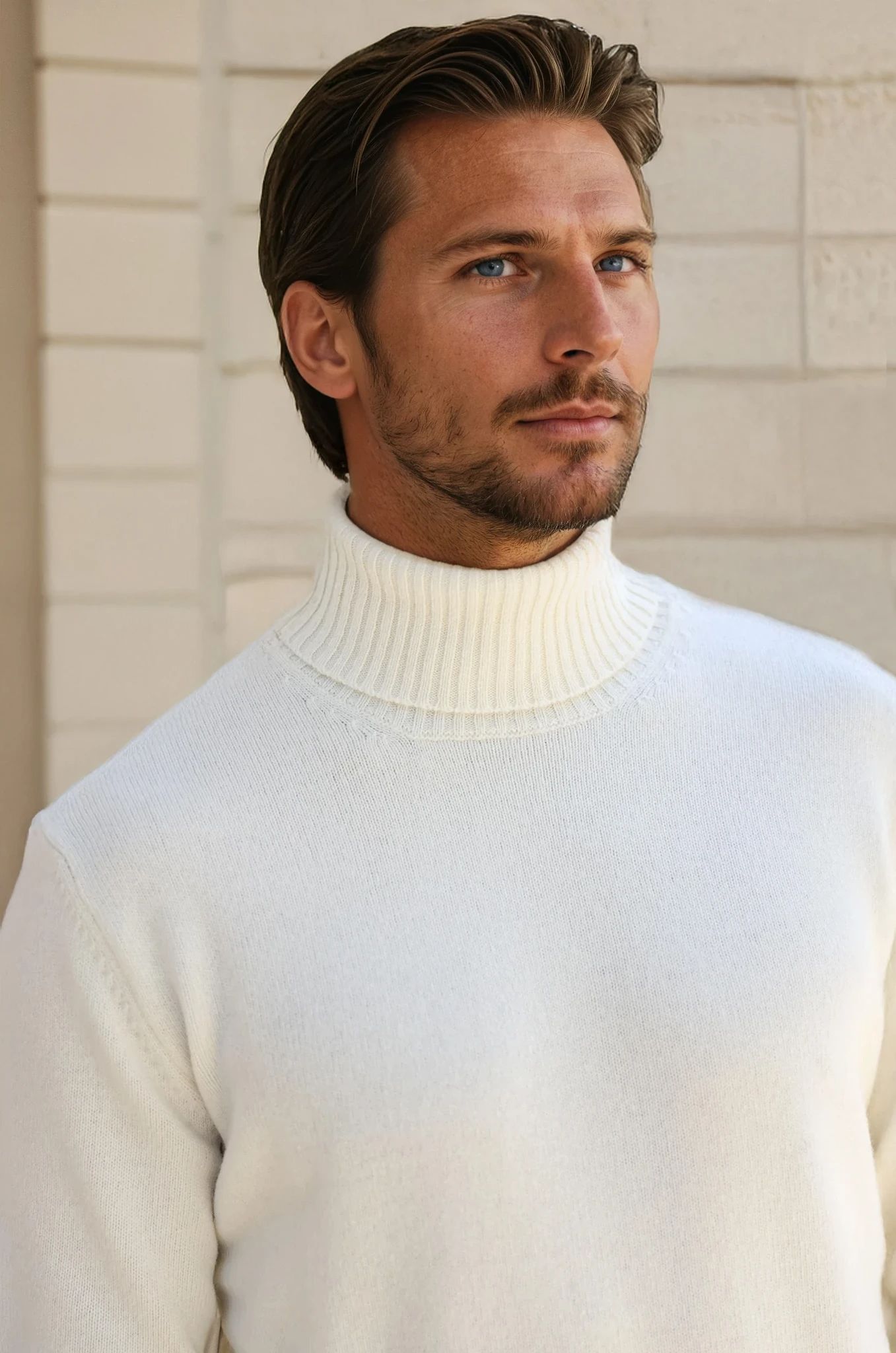 Pull col roulé Vito en laine & cachemire - Ecru-PULL HOMME-Curling-Paris