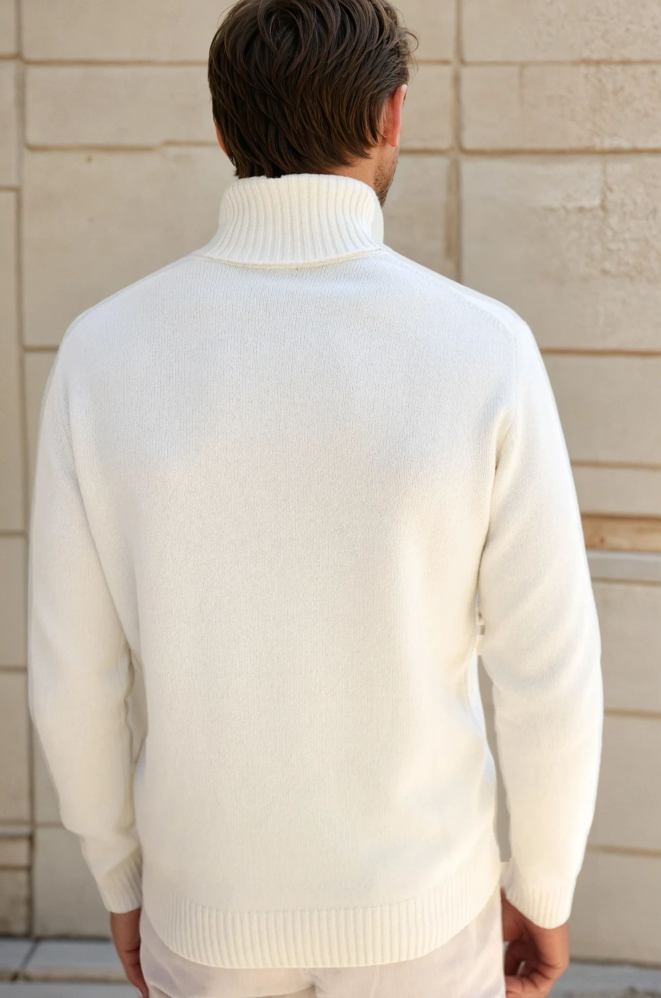 Pull col roulé Vito en laine & cachemire - Ecru-PULL HOMME-Curling-Paris