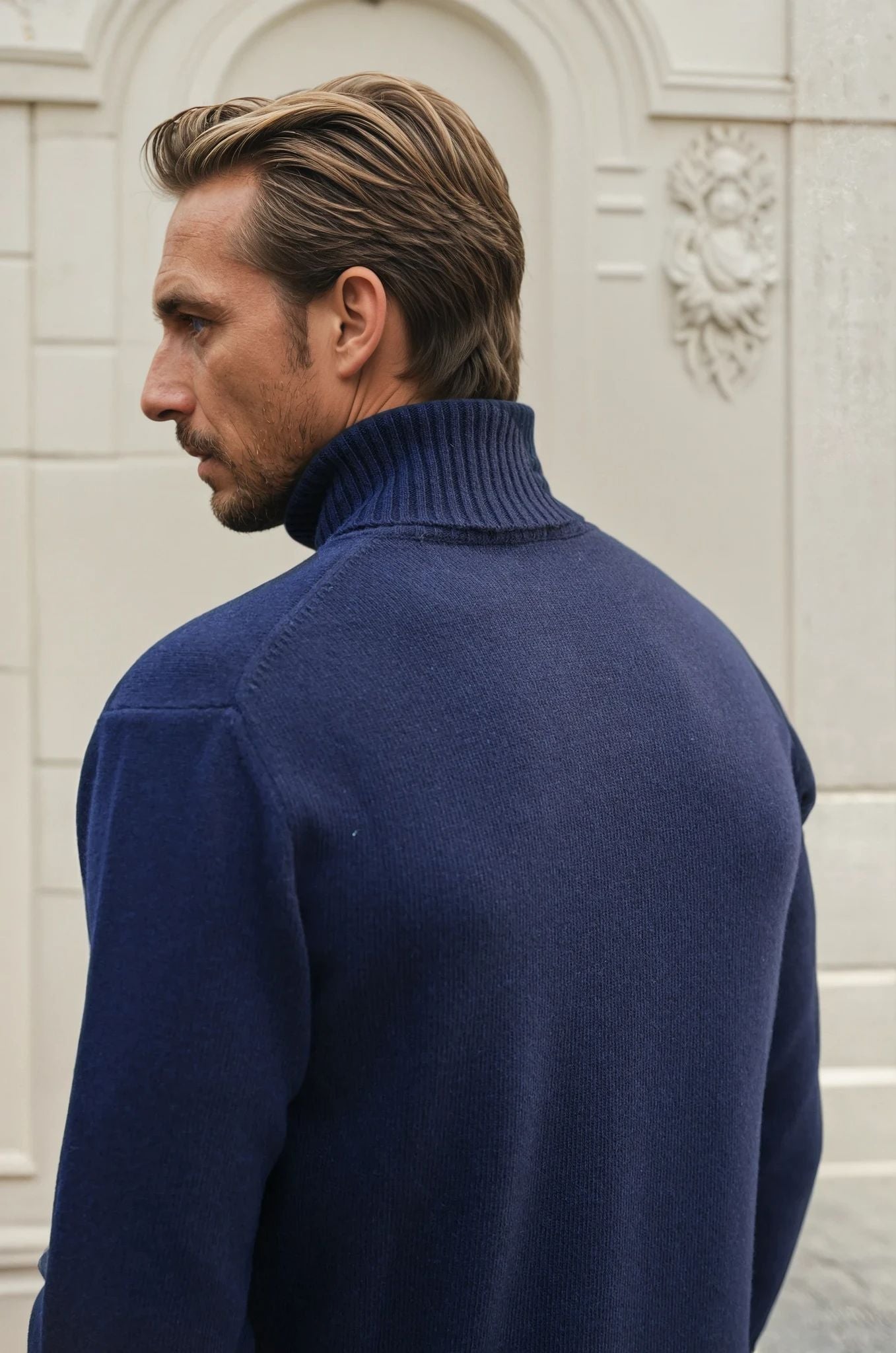 Pull col roulé Vito en laine & cachemire - Marine-PULL HOMME-Curling-Paris