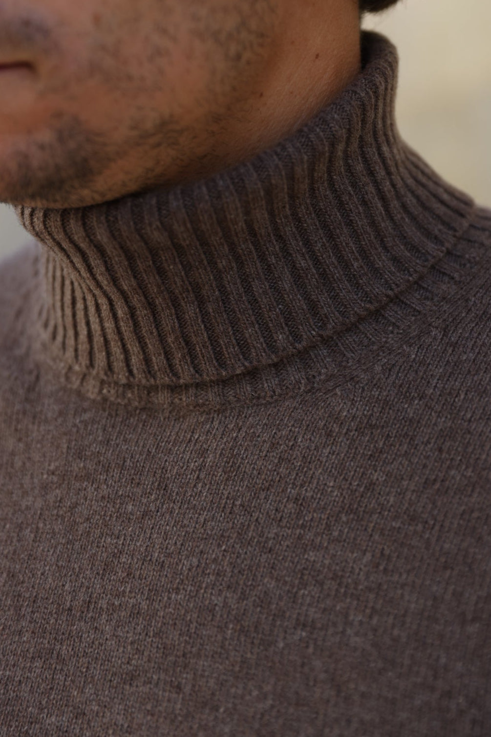 Pull col roulé Vito en laine & cachemire - Taupe-PULL HOMME-Curling-Paris