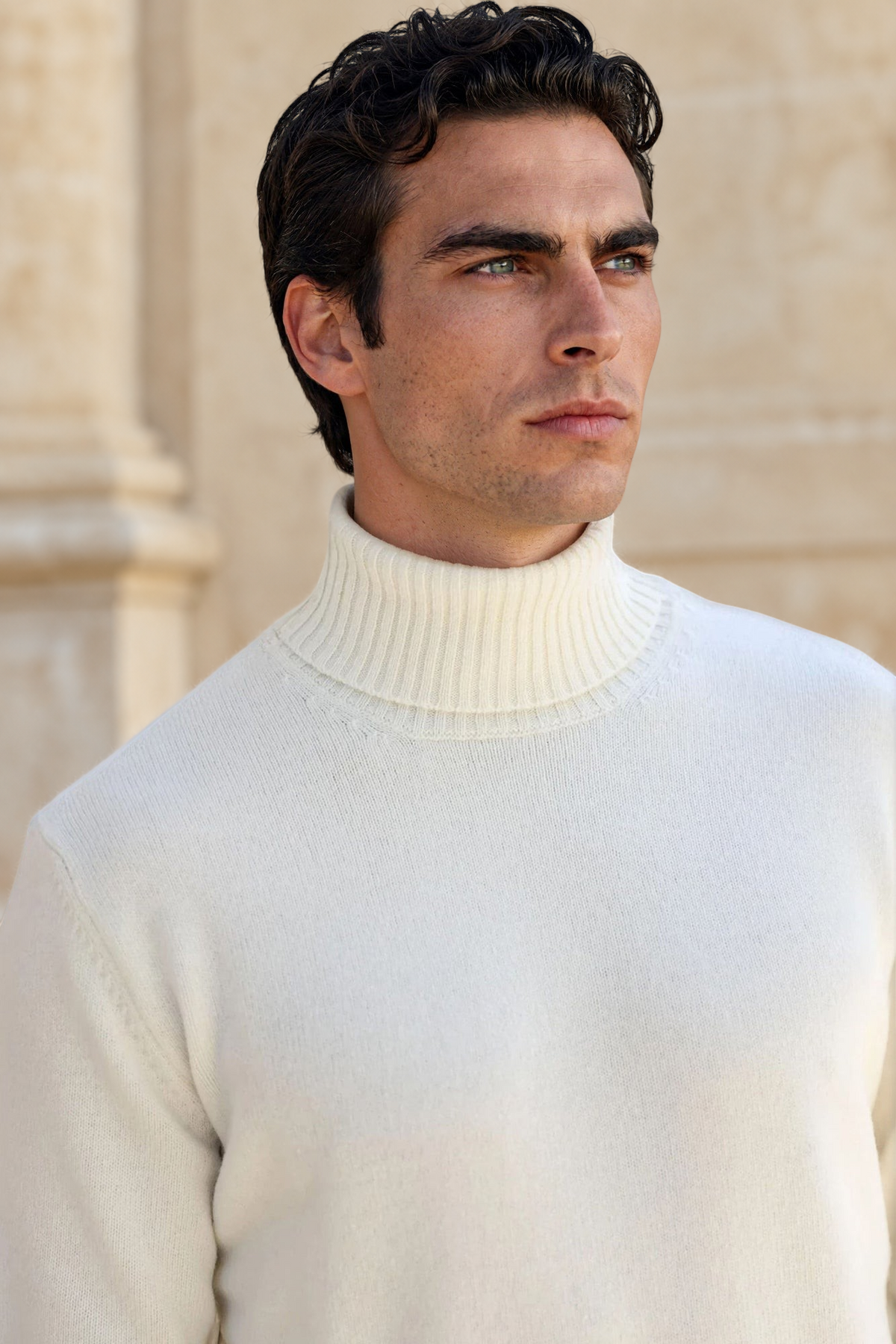 Pull col roulé Vito en laine et cachemire – Écru-PULL HOMME-Curling-Paris