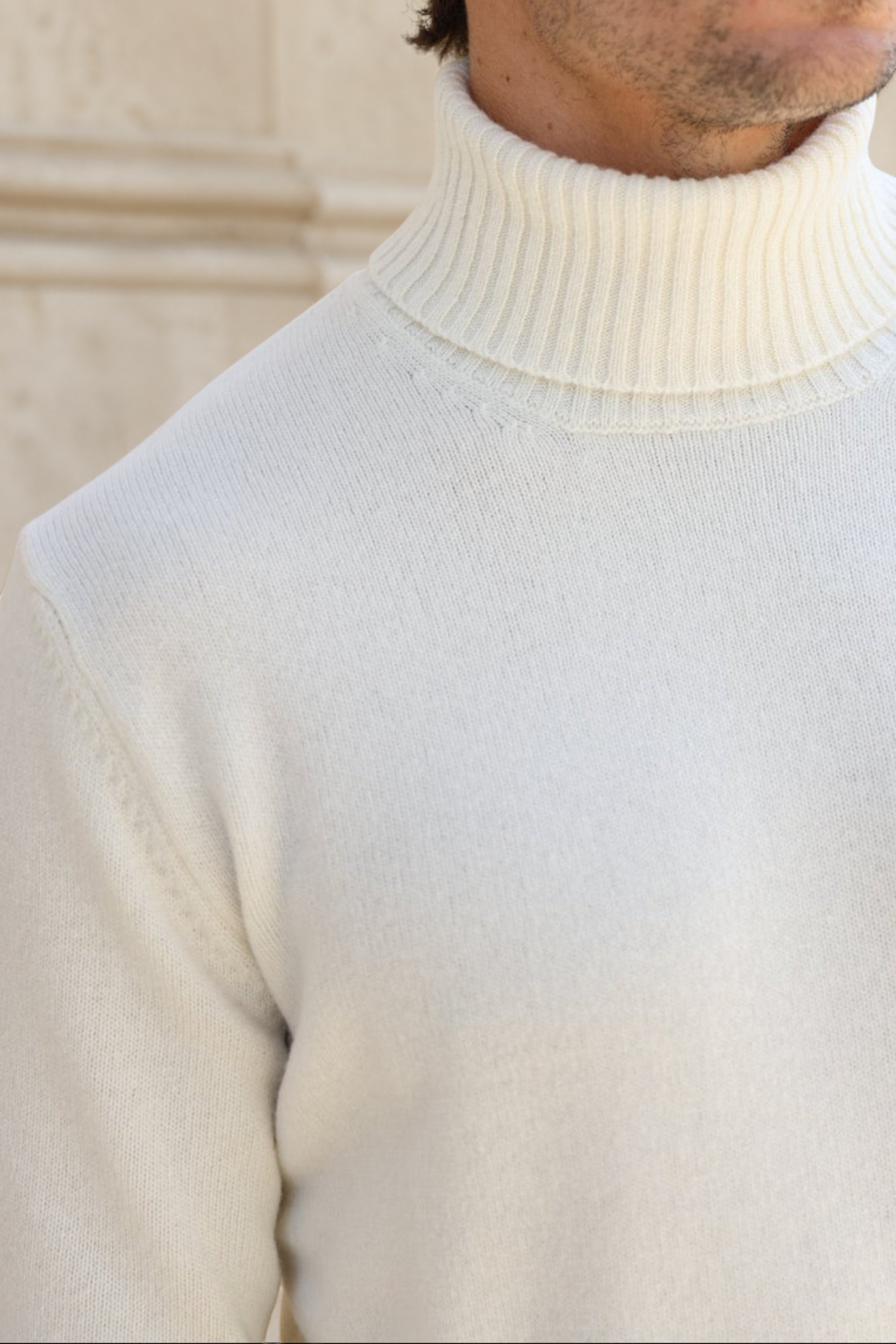 Pull col roulé Vito en laine et cachemire – Écru-PULL HOMME-Curling-Paris