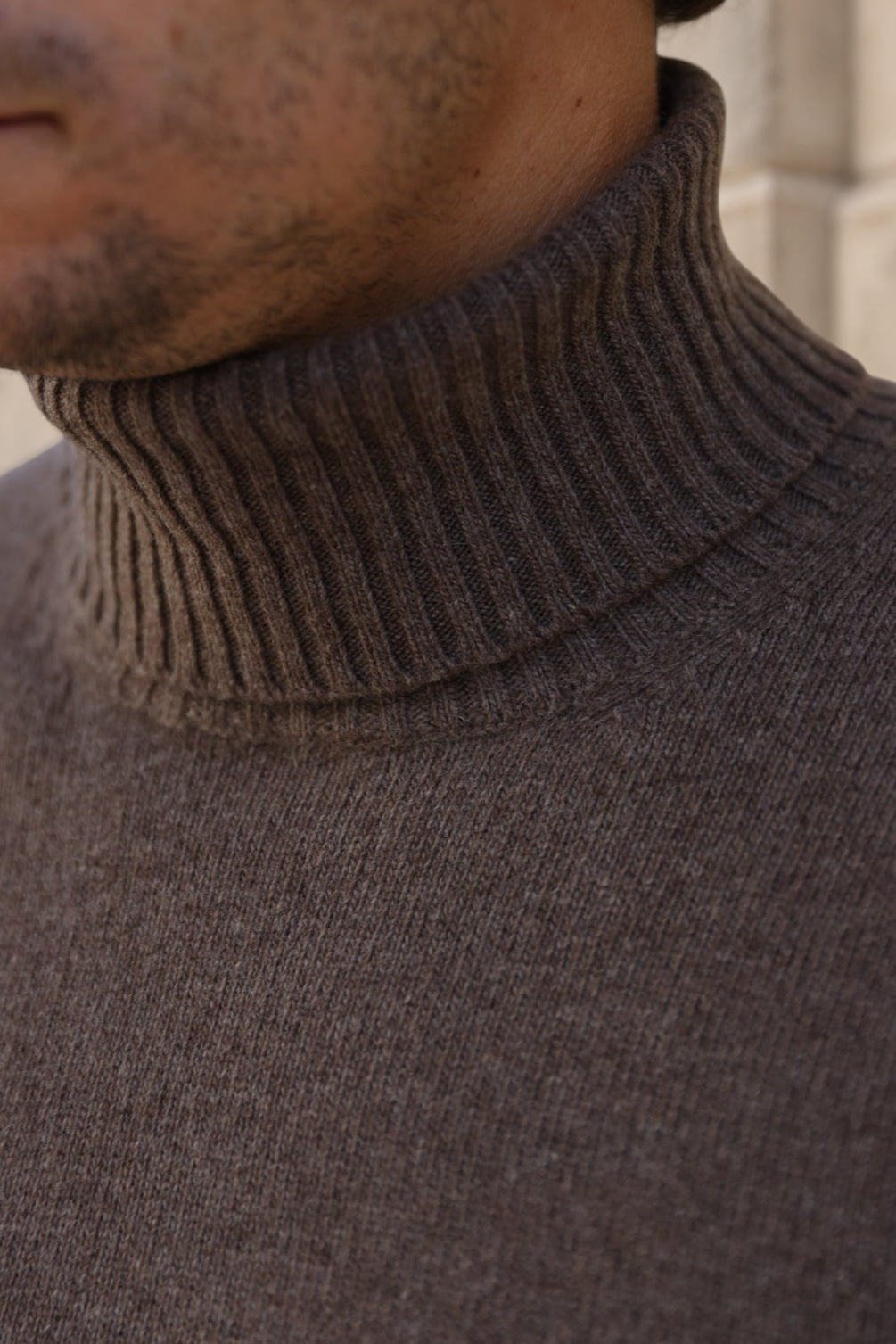 Pull col roulé Vito en laine et cachemire – Taupe-PULL HOMME-Curling-Paris