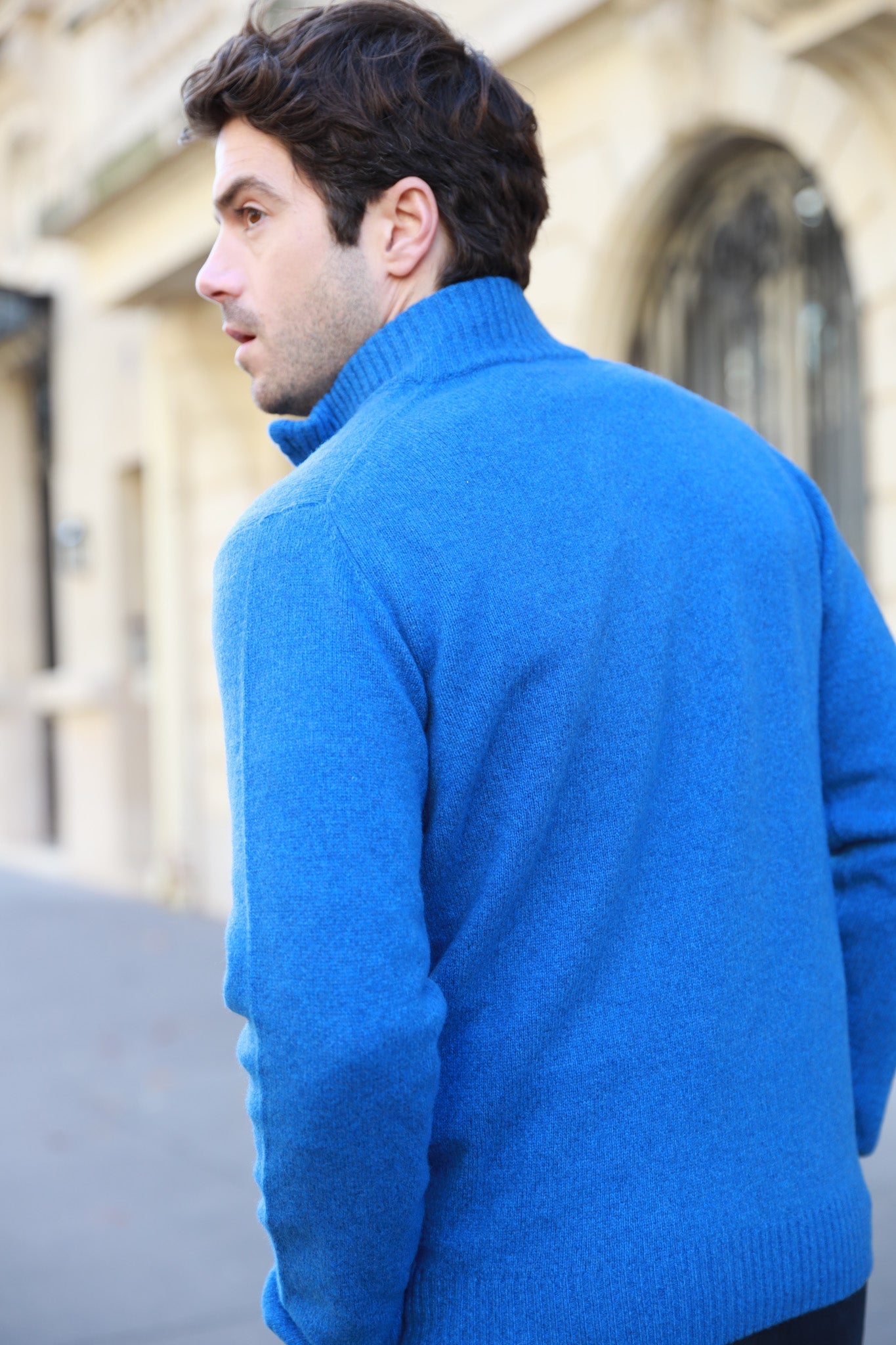 Pull col zippé Jude en Laine d’agneau - Denim-PULL HOMME-Curling-Paris