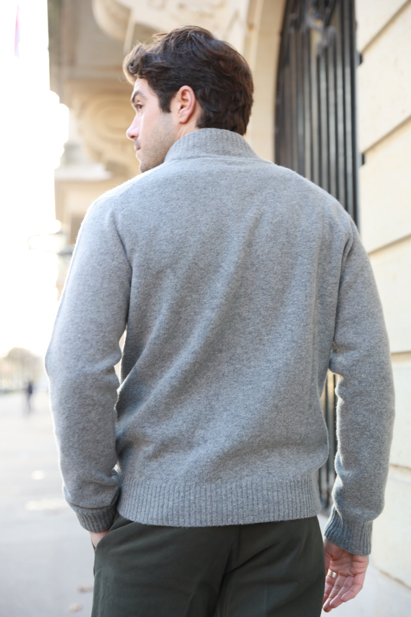 Pull col zippé Jude en Laine d’agneau - Gris-PULL HOMME-Curling-Paris