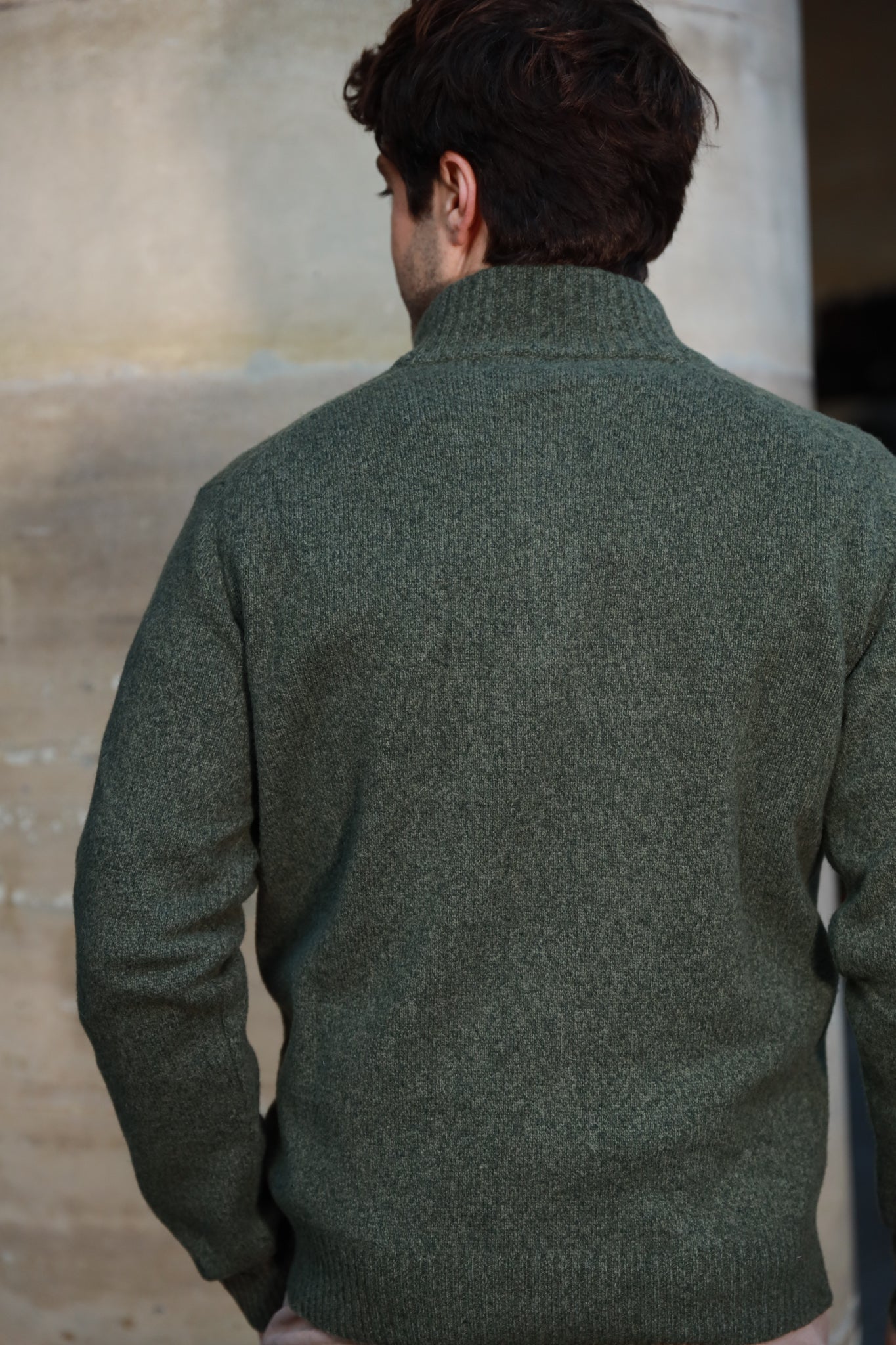 Pull col zippé Jude en Laine d’agneau - Kaki-PULL HOMME-Curling-Paris