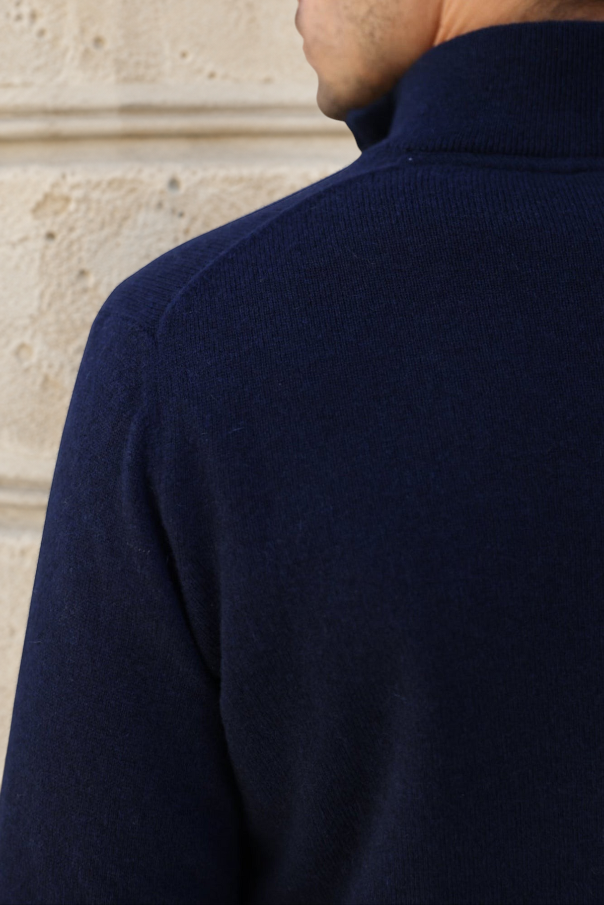 Pull homme Amar col zippé 100% cachemire – Marine-PULL HOMME-Curling-Paris