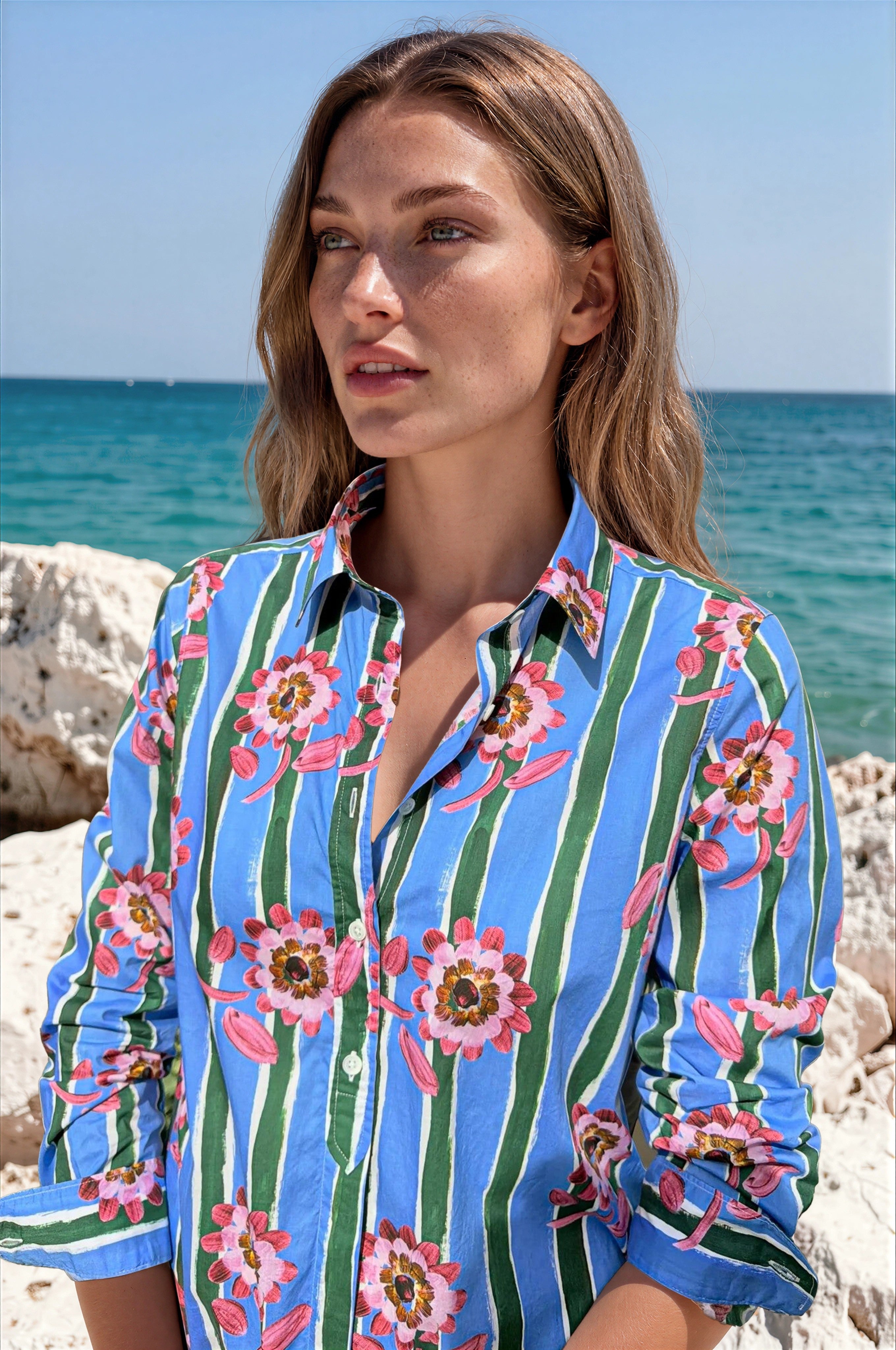 Robe Rita en coton Liberty - Rayure fleur-ROBE FEMME-Curling-Paris