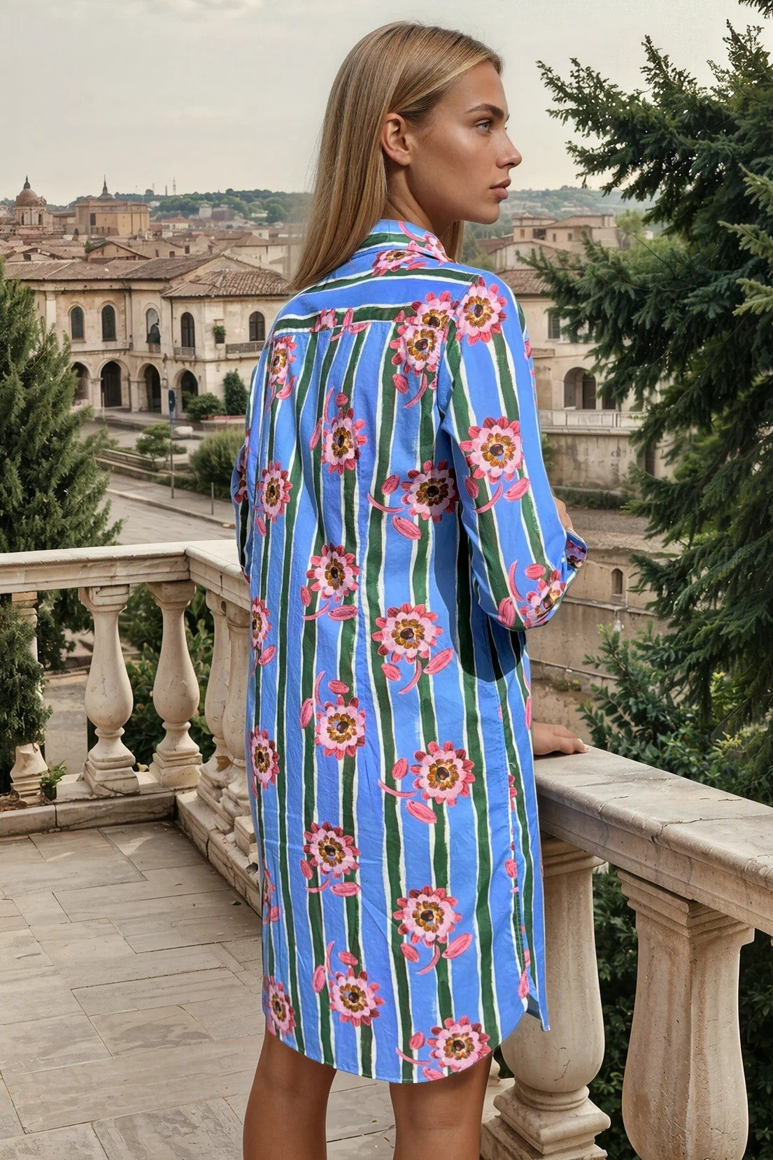 Robe Rita en coton Liberty - Rayure fleur-ROBE FEMME-Curling-Paris