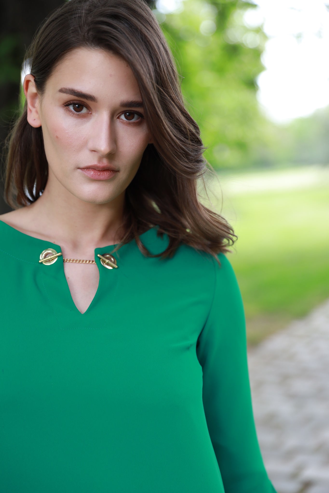 Robe Romanel fluide - vert-ROBE FEMME-Curling-Paris