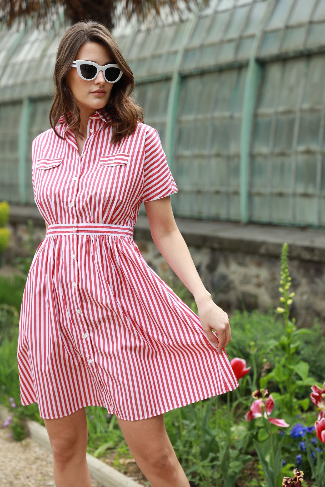 Robe Rosa en coton - Bâton Rouge & Blanc-ROBE FEMME-Curling-Paris