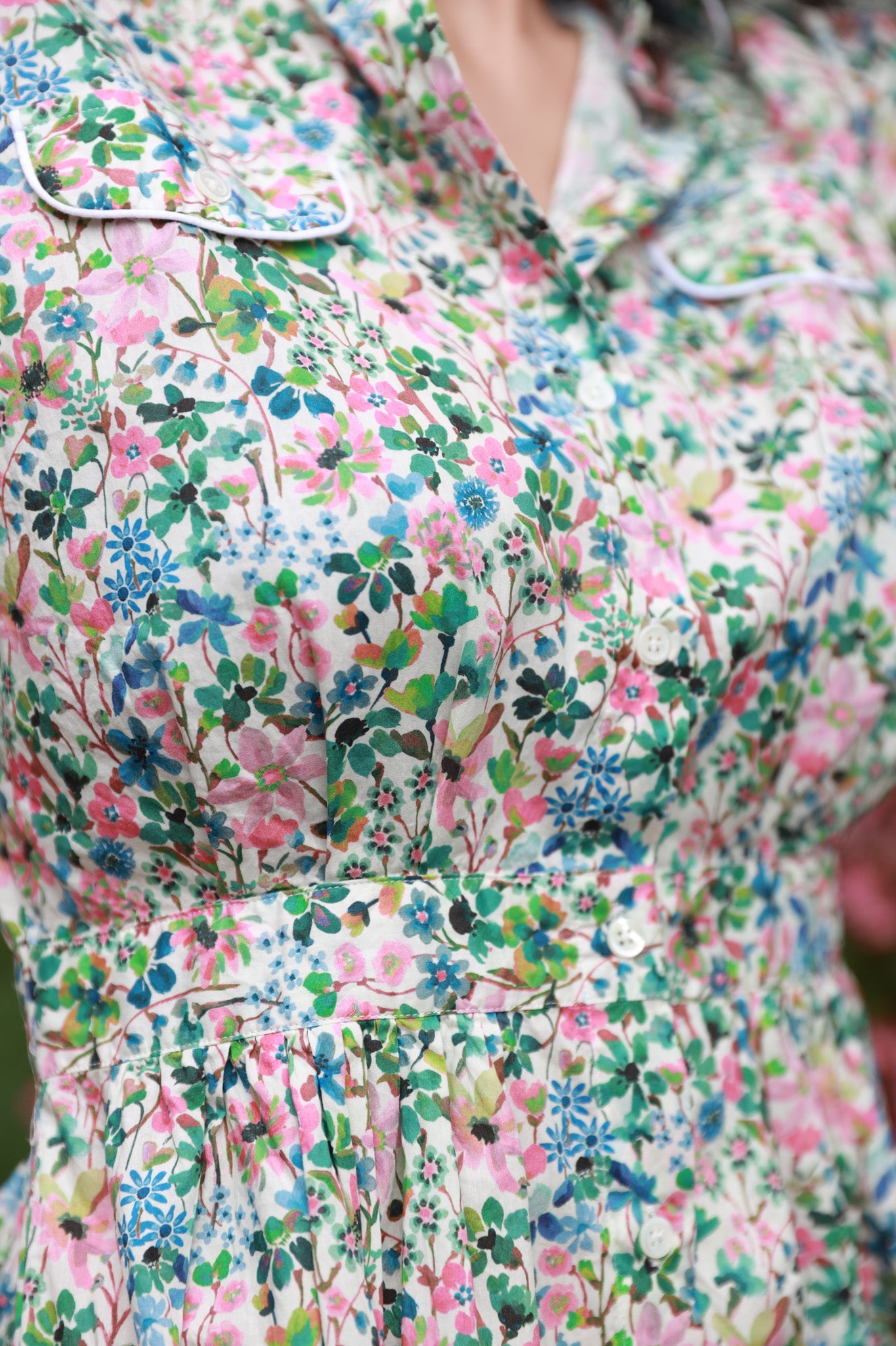 Robe Rosa en coton liberty - Vert-ROBE FEMME-Curling-Paris