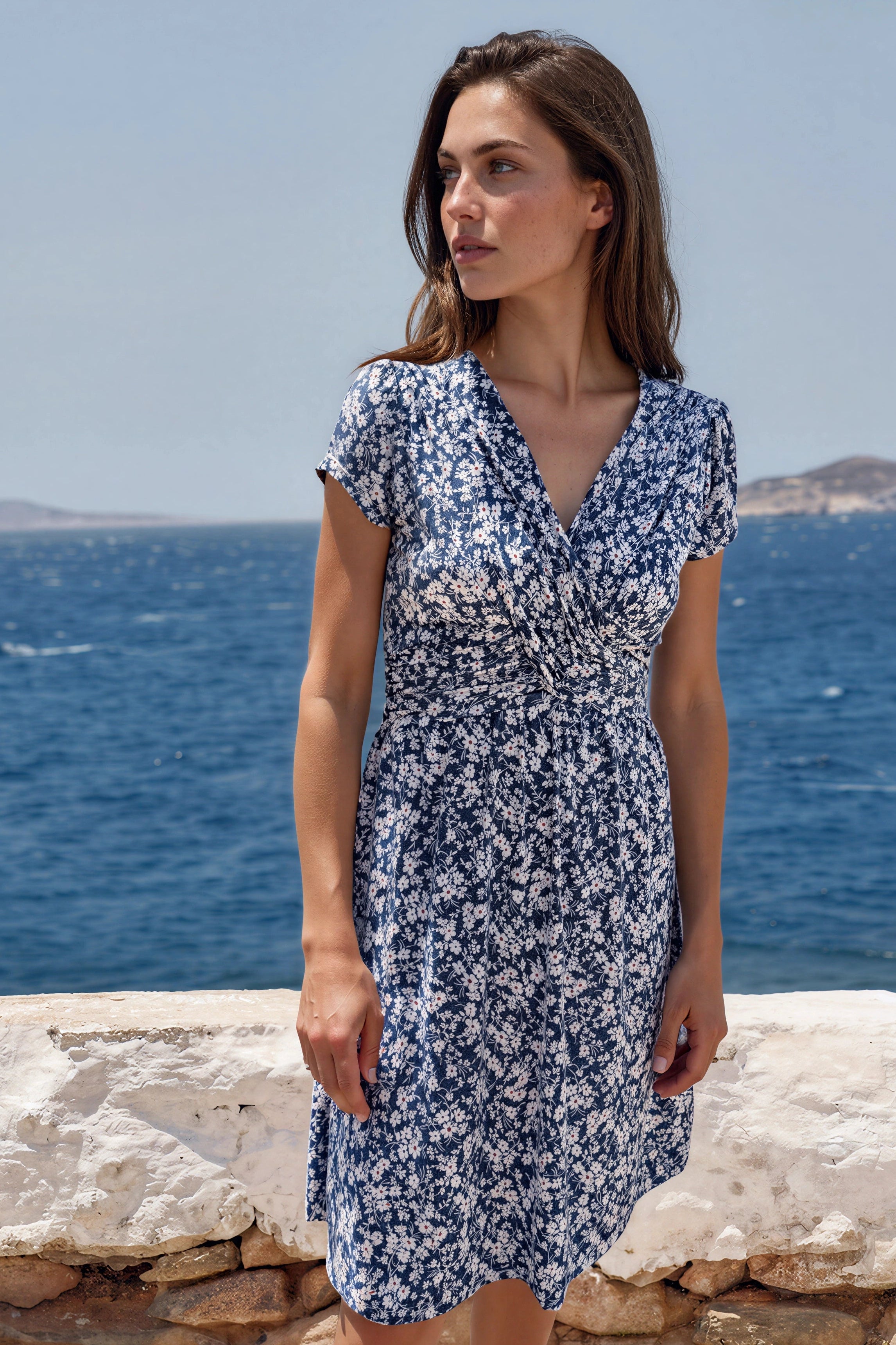 Robe Vogue infroissable - Fleurs denim-ROBE FEMME-Curling-Paris