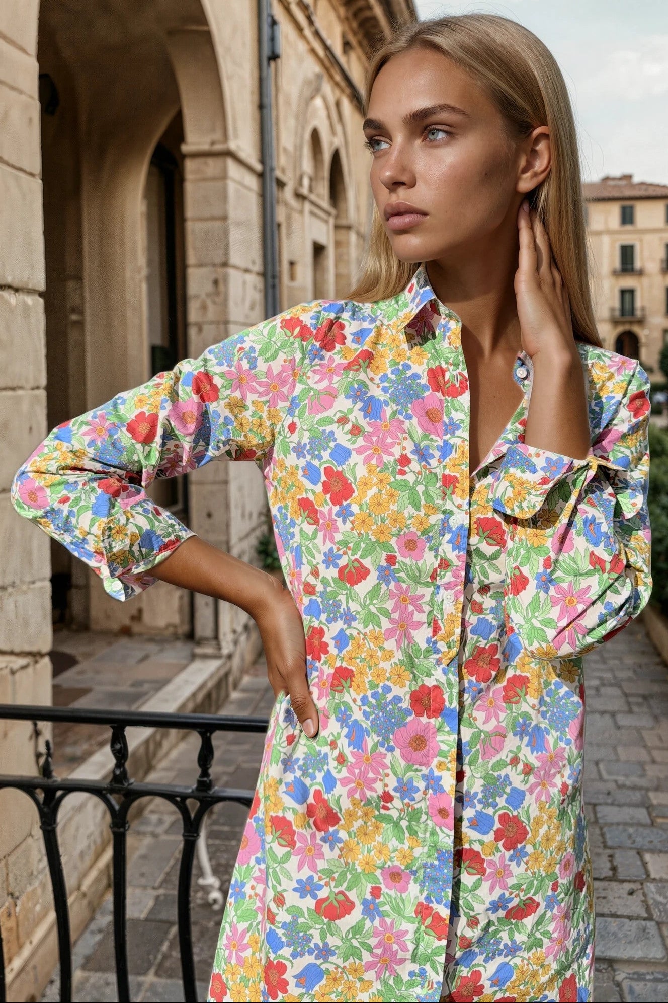Robe chemisier Rita en coton Liberty - Fleurs Multi-ROBE FEMME-Curling-Paris