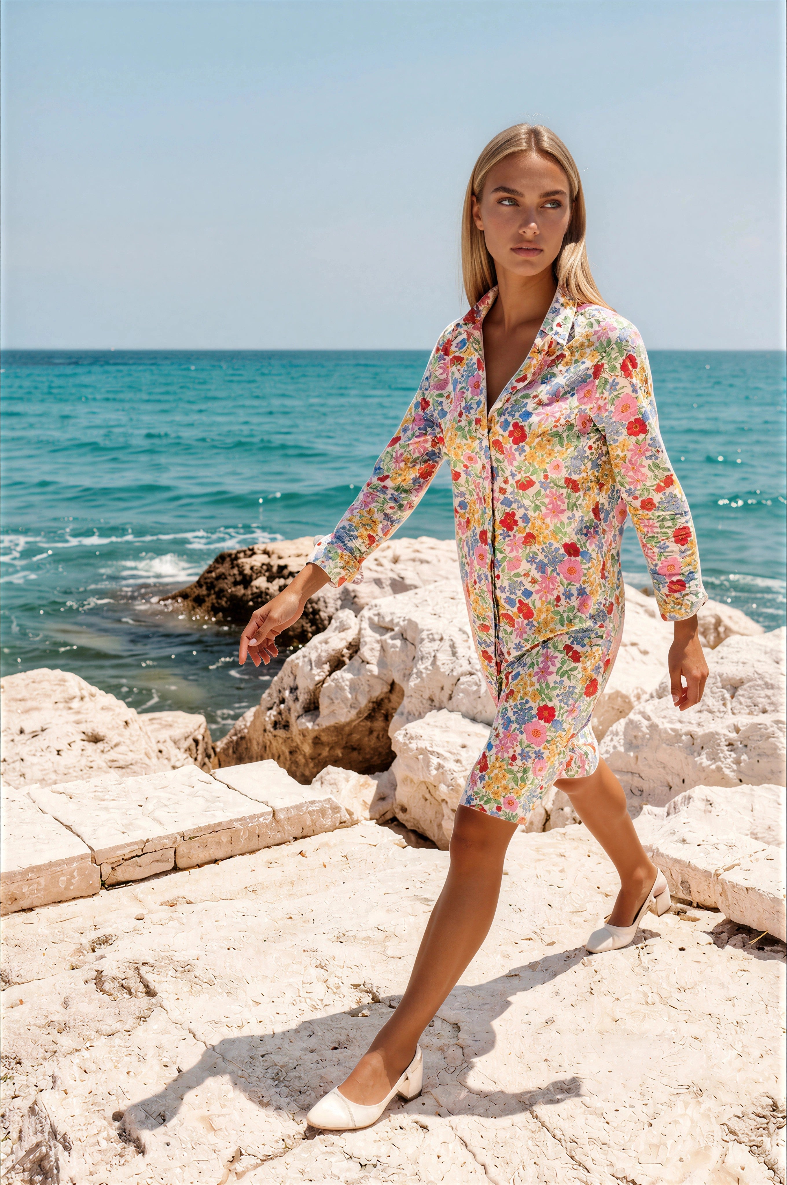 Robe chemisier Rita en coton Liberty - Fleurs Multi-ROBE FEMME-Curling-Paris
