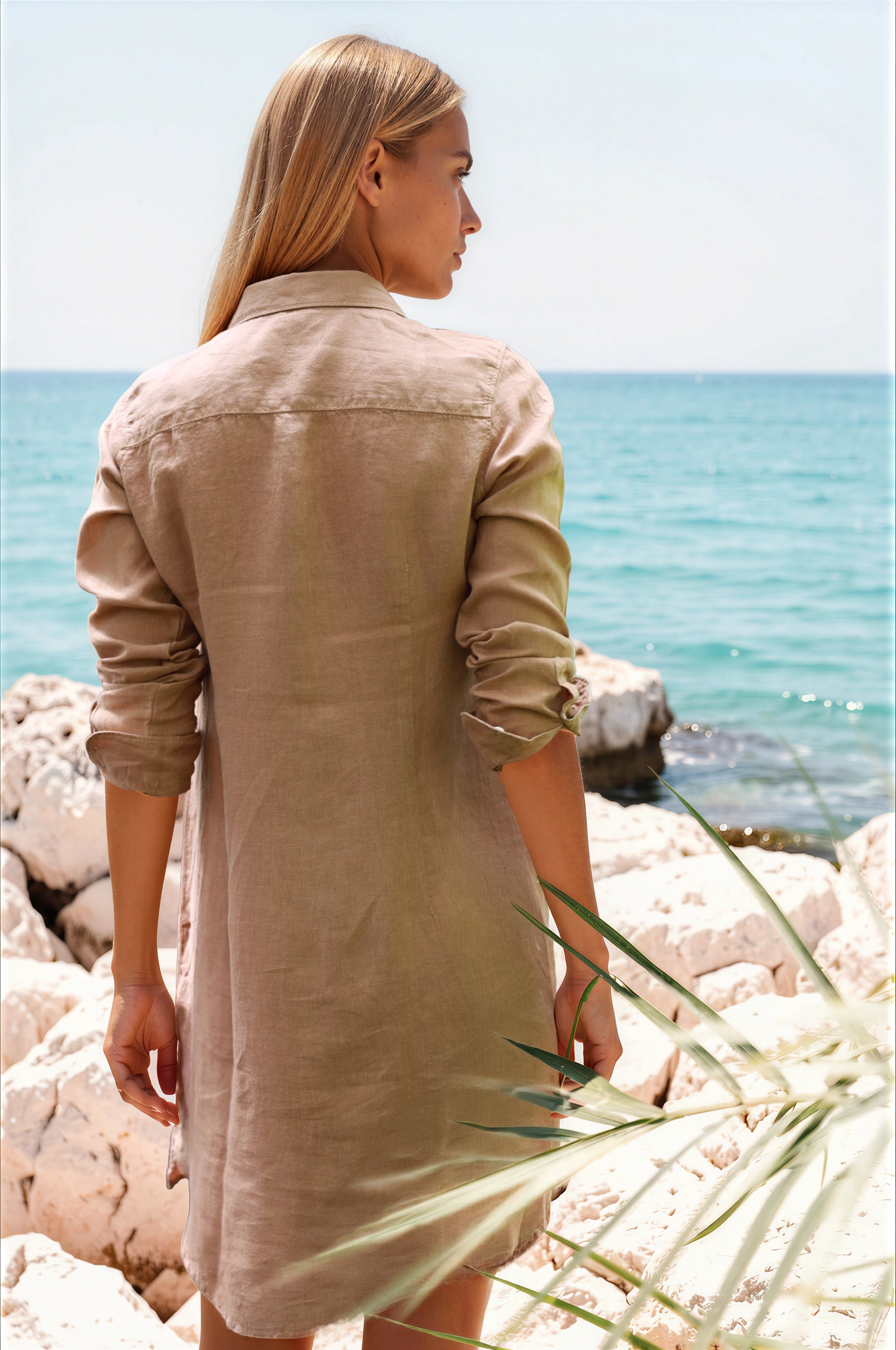 Robe chemisier en lin - Caramel-ROBE FEMME-Curling-Paris