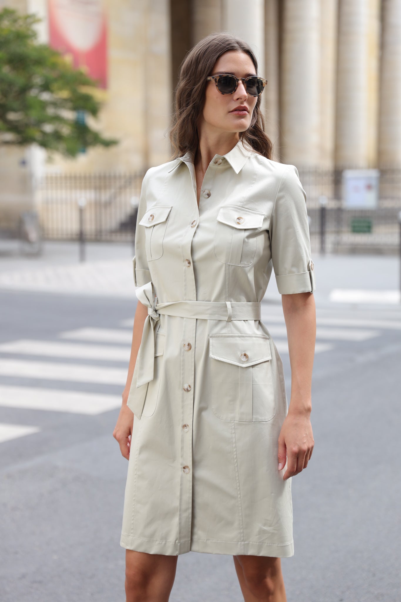 Robe saharienne Saona en coton - Beige-ROBE FEMME-Curling-Paris