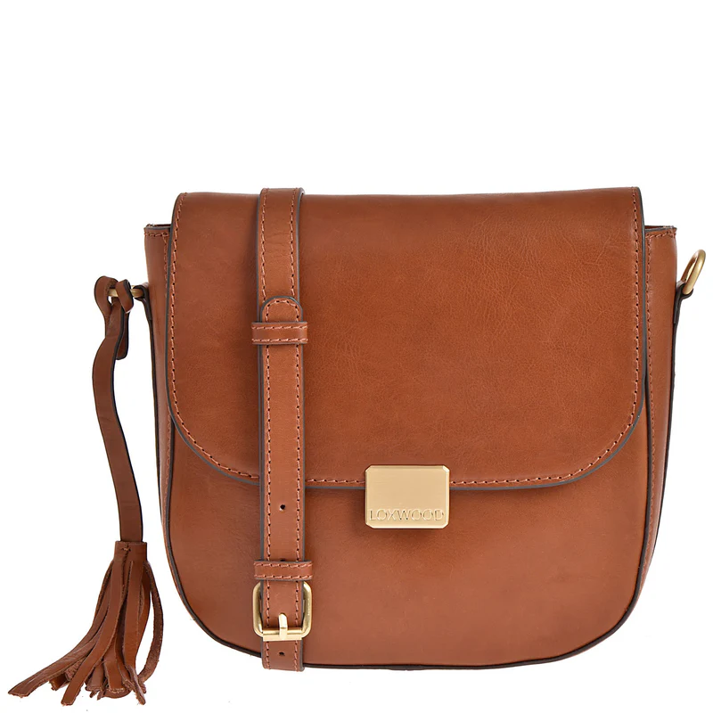 SAC BESACE CUIR A RABAT - COGNAC-SAC FEMME-Curling-Paris