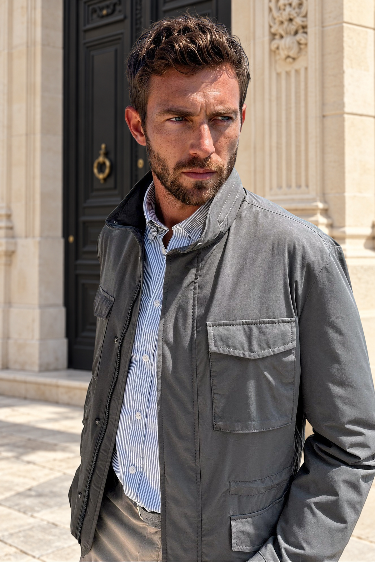 Saharienne Harold en nylon stretch - Kaki-MANTEAU HOMME-Curling-Paris