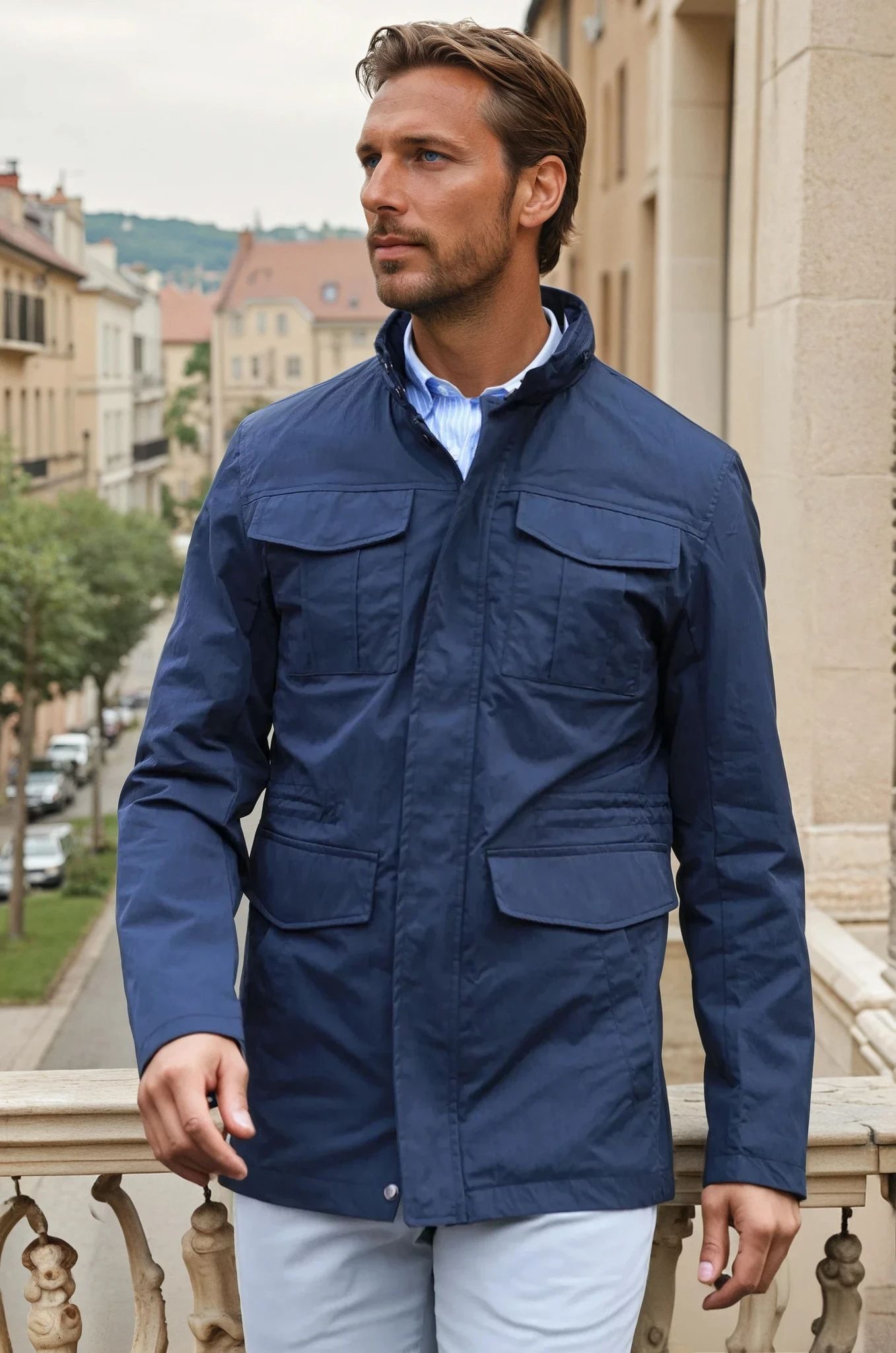 Saharienne Marius - Marine-MANTEAU HOMME-Curling-Paris