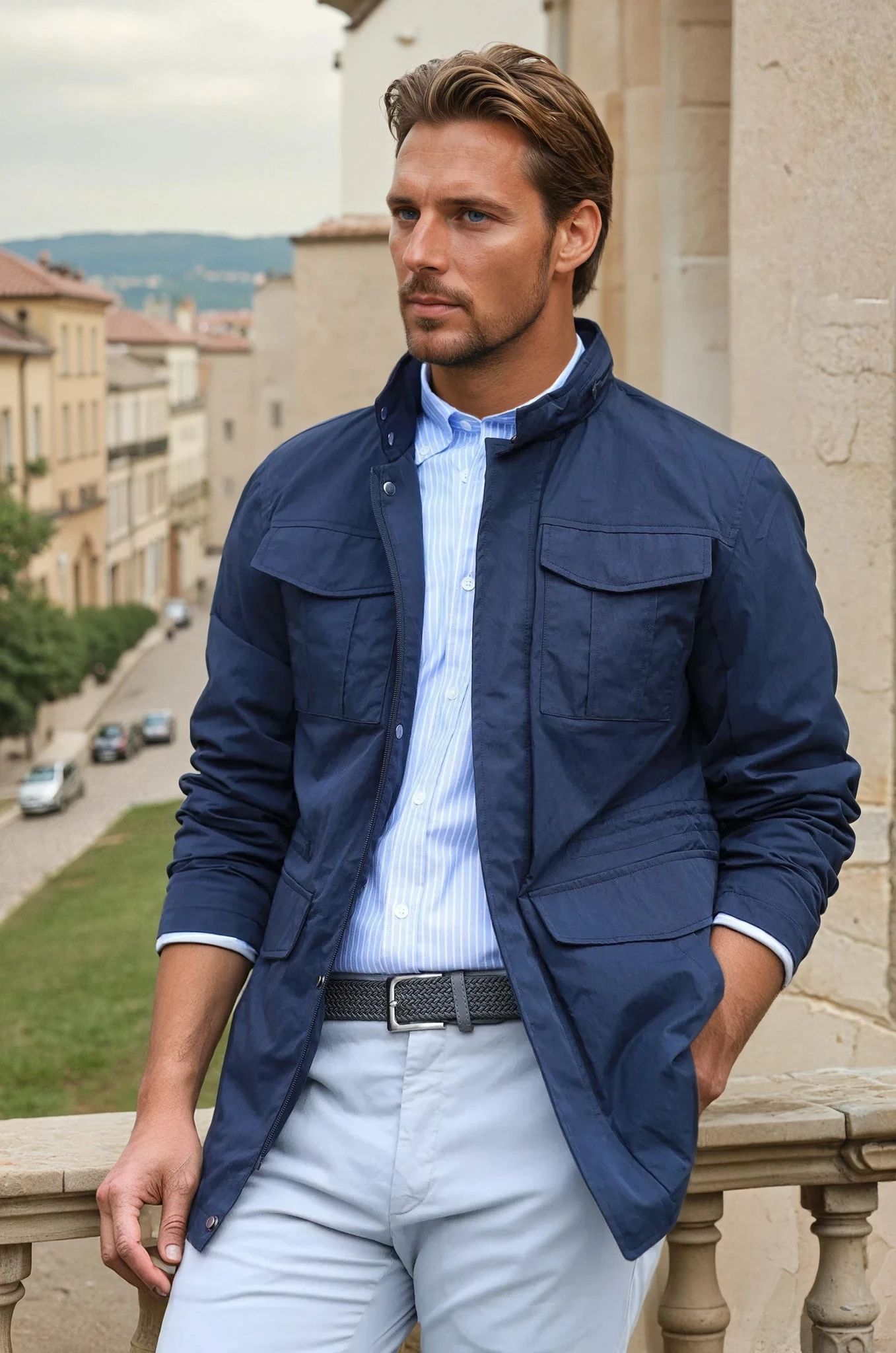 Saharienne Marius - Marine-MANTEAU HOMME-Curling-Paris