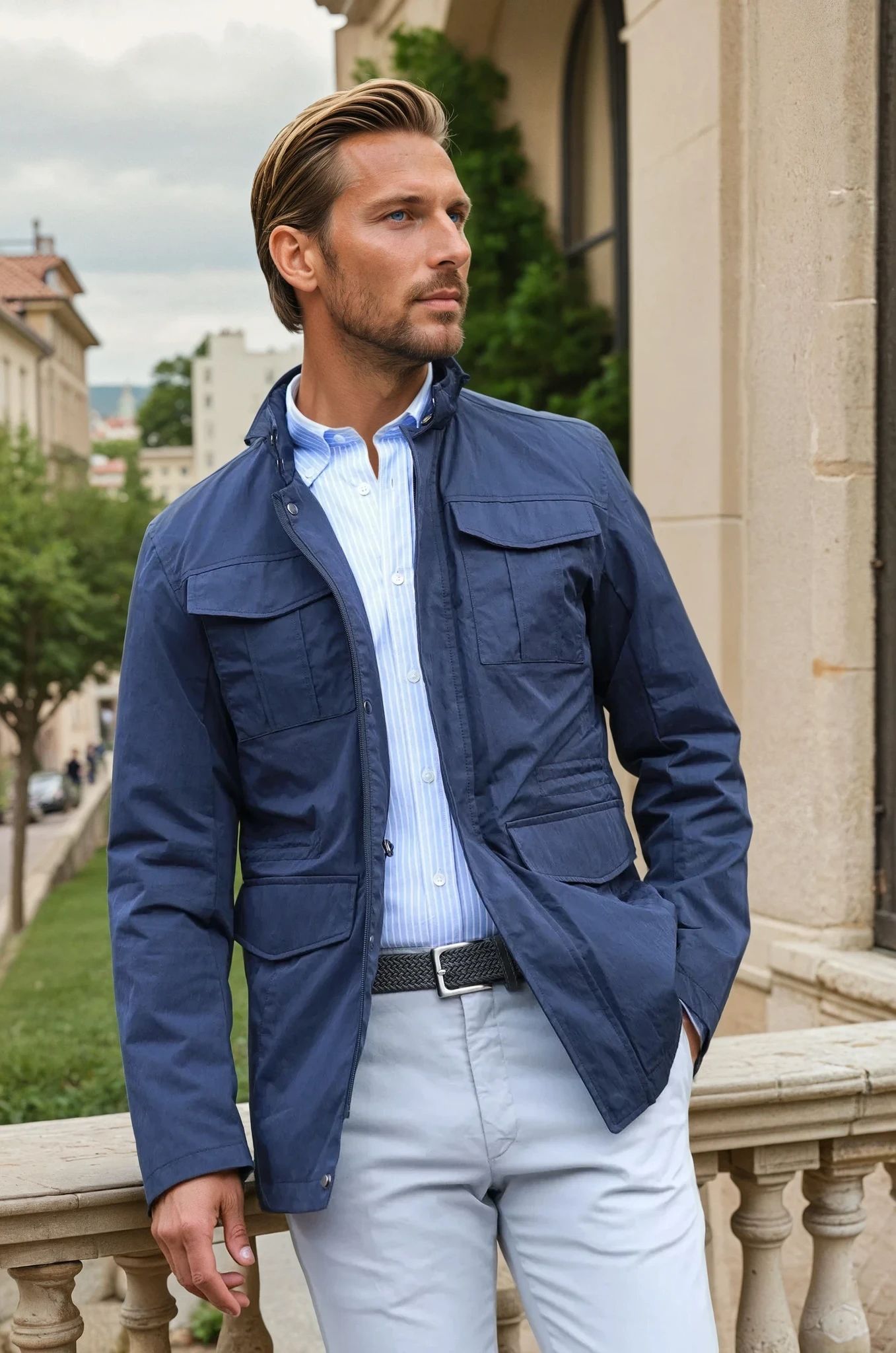 Saharienne Marius - Marine-MANTEAU HOMME-Curling-Paris