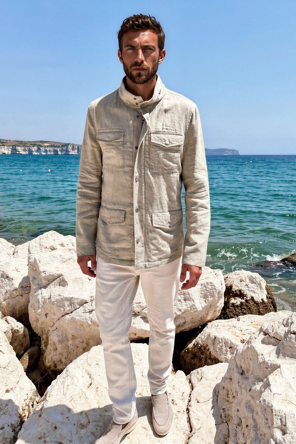Saharienne Walter en lin - Beige-MANTEAU HOMME-Curling-Paris