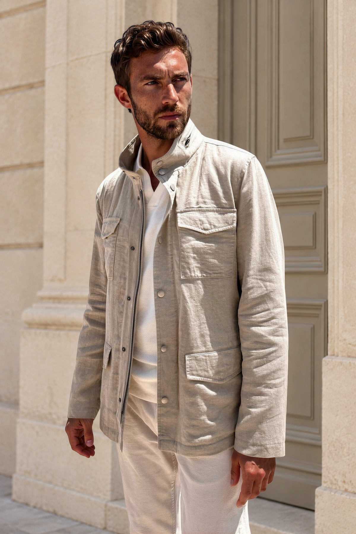 Saharienne Walter en lin - Beige-MANTEAU HOMME-Curling-Paris